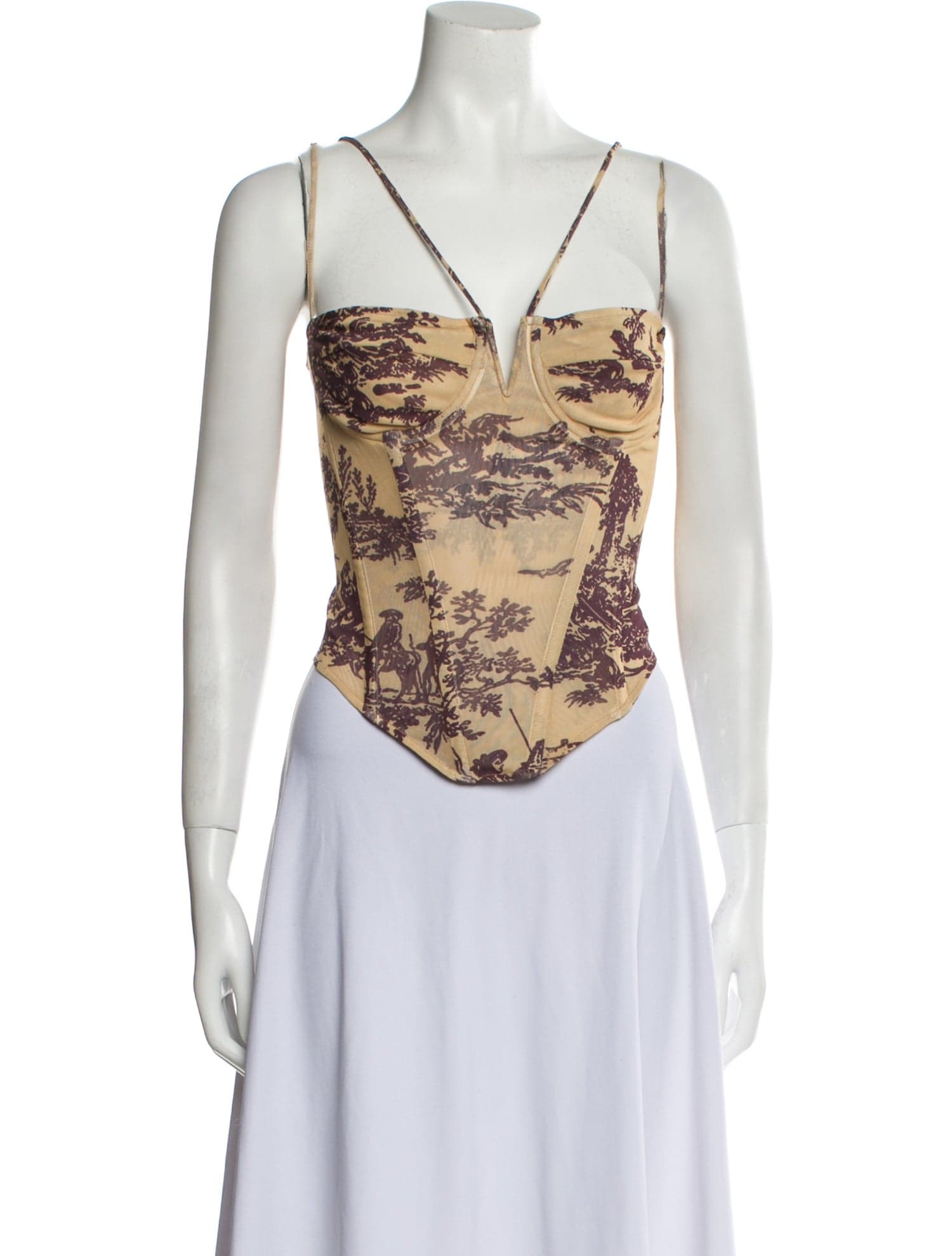 Printed V-Neck Crop Top W/ Tags - Image 1