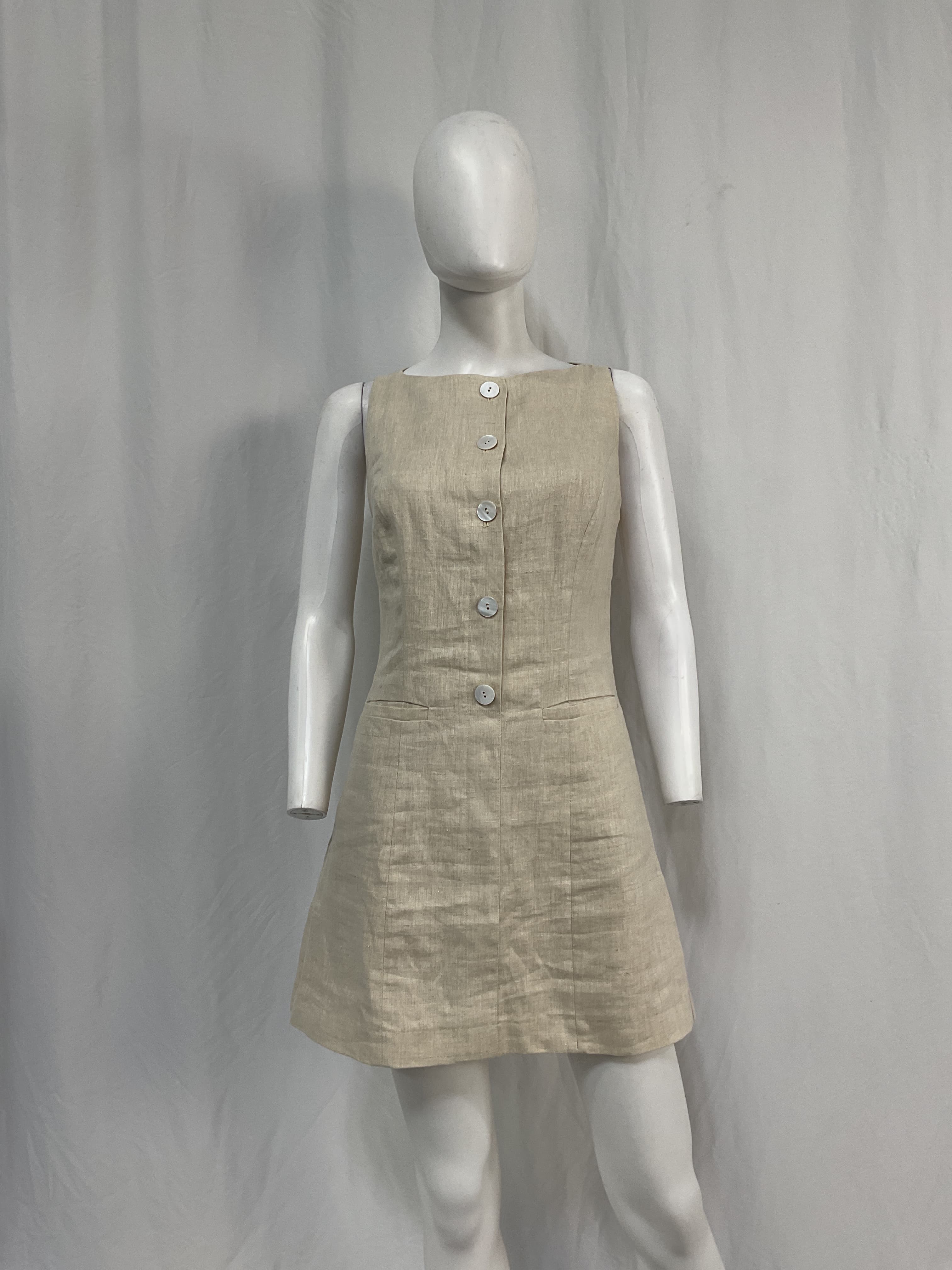 Seina Mini Dress In Natural Linen - Image 3
