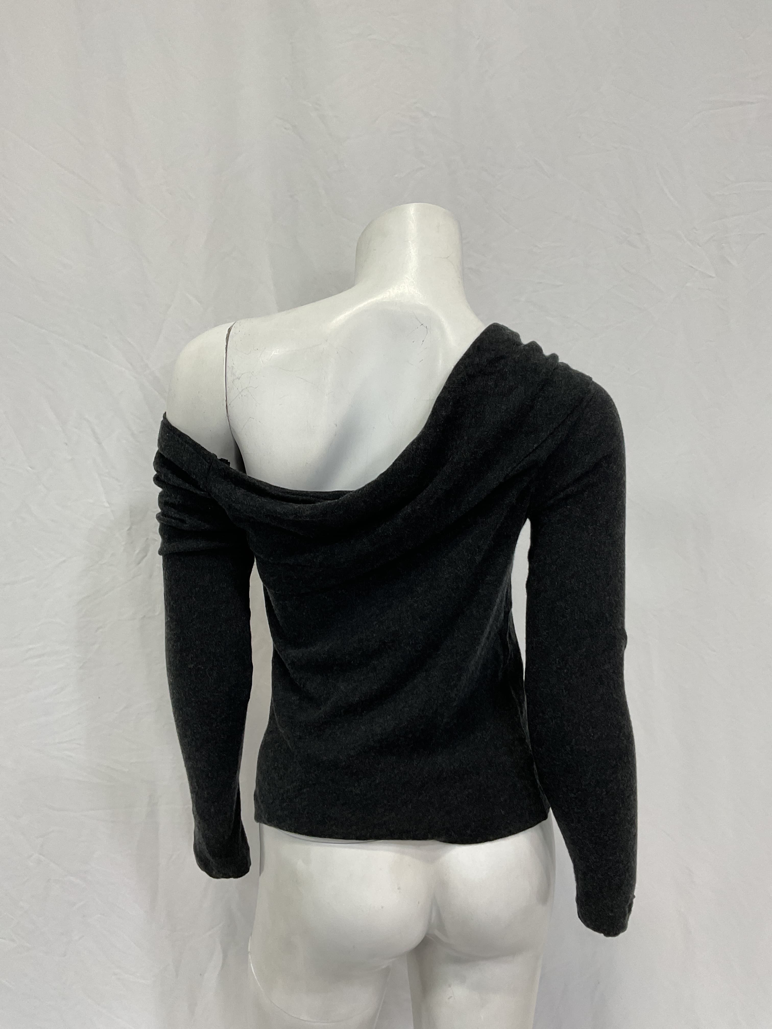 Cashmere One-Shoulder Top In Charcoal - Image 2