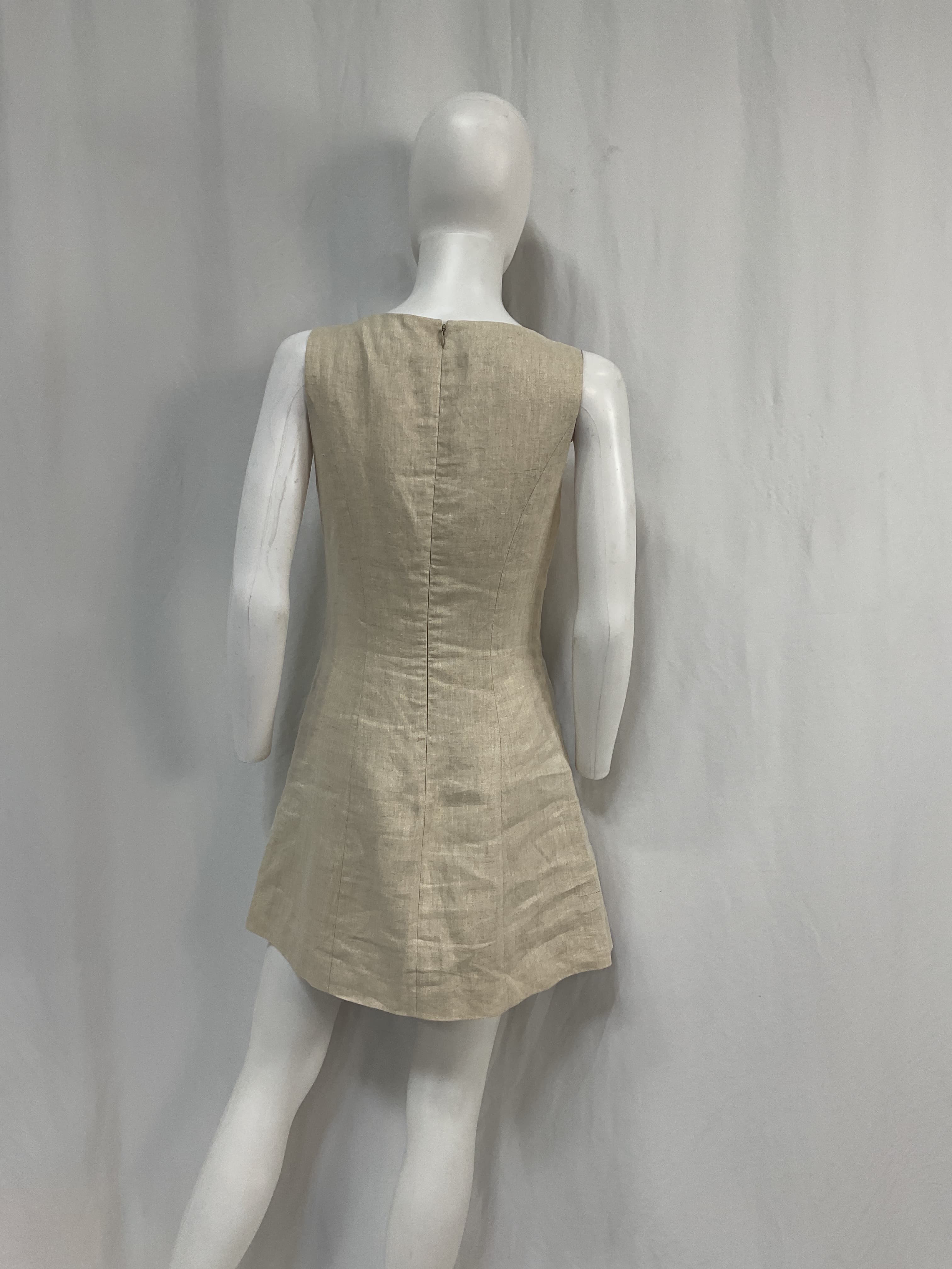 Seina Mini Dress In Natural Linen - Image 2