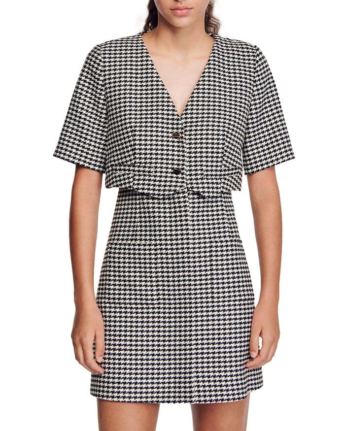 Charlotte Layered Houndstooth Tweed Dress - Image 1