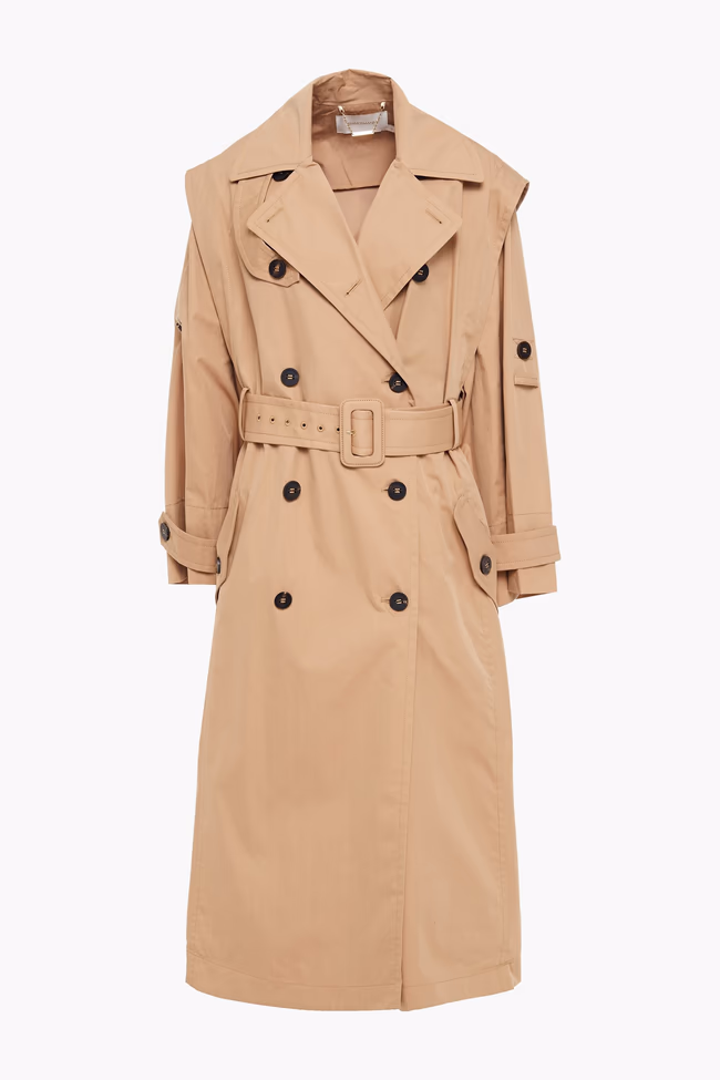 Belted Pleated Cotton-Blend Twill Trench Coat - Image 1