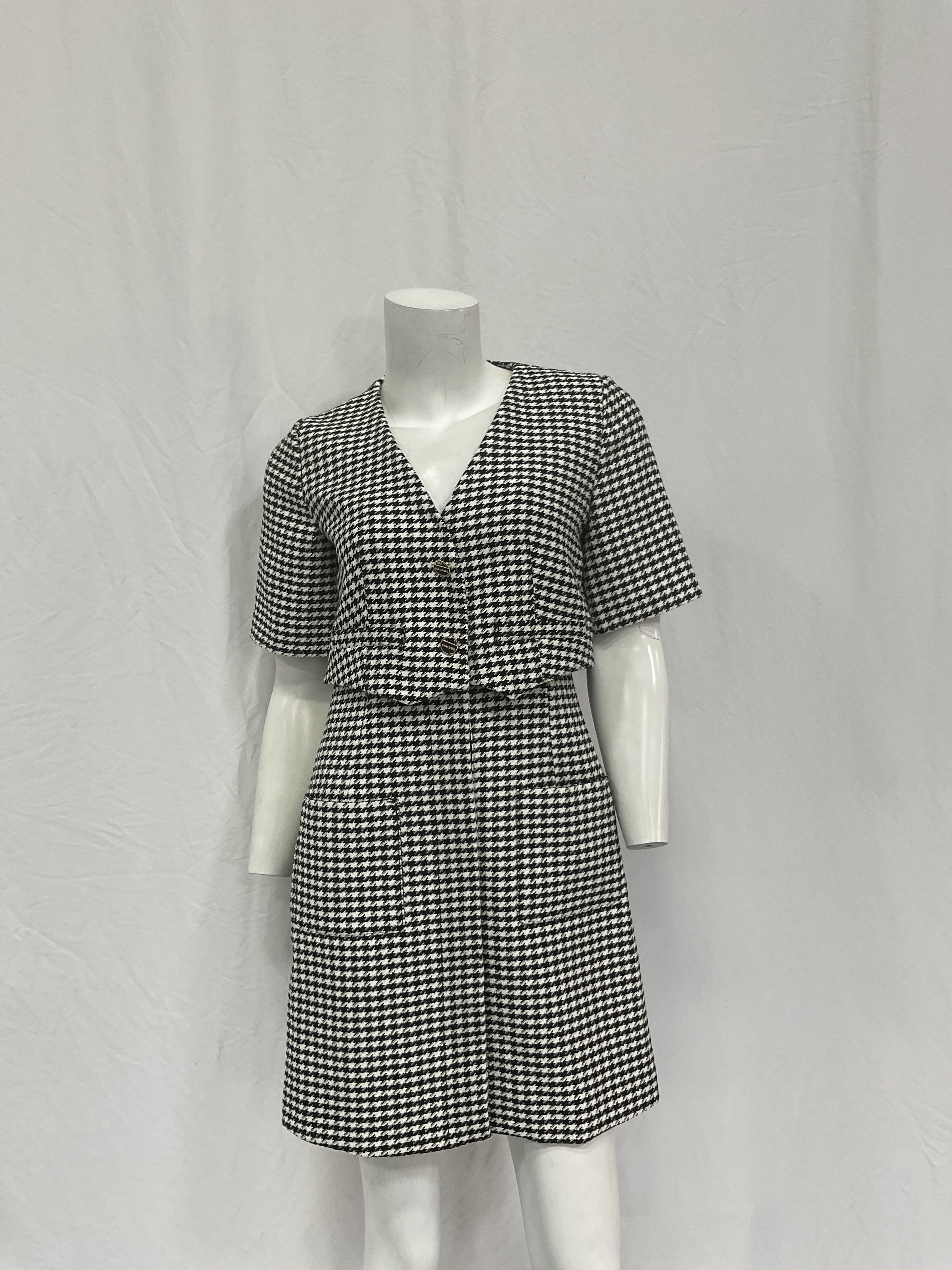 Charlotte Layered Houndstooth Tweed Dress - Image 2