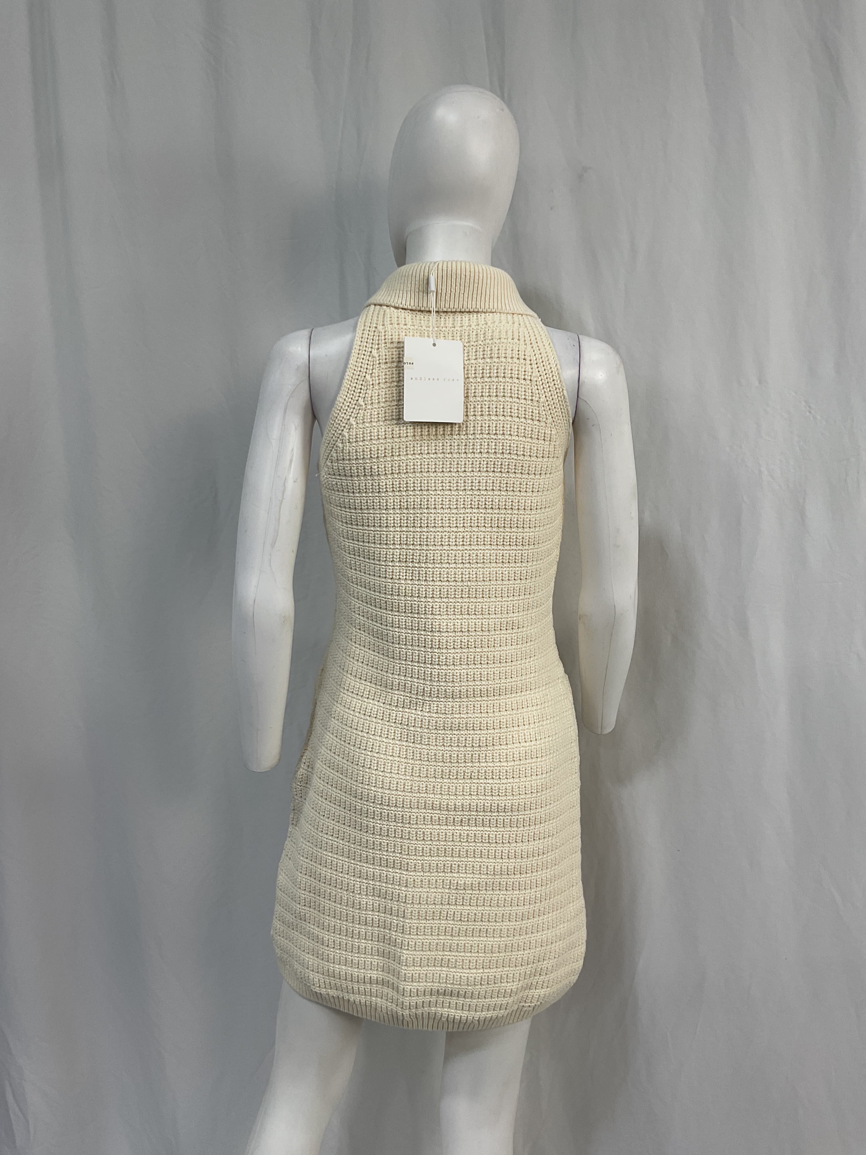 Sleeveless Collared Crochet Mini Dress - Image 4