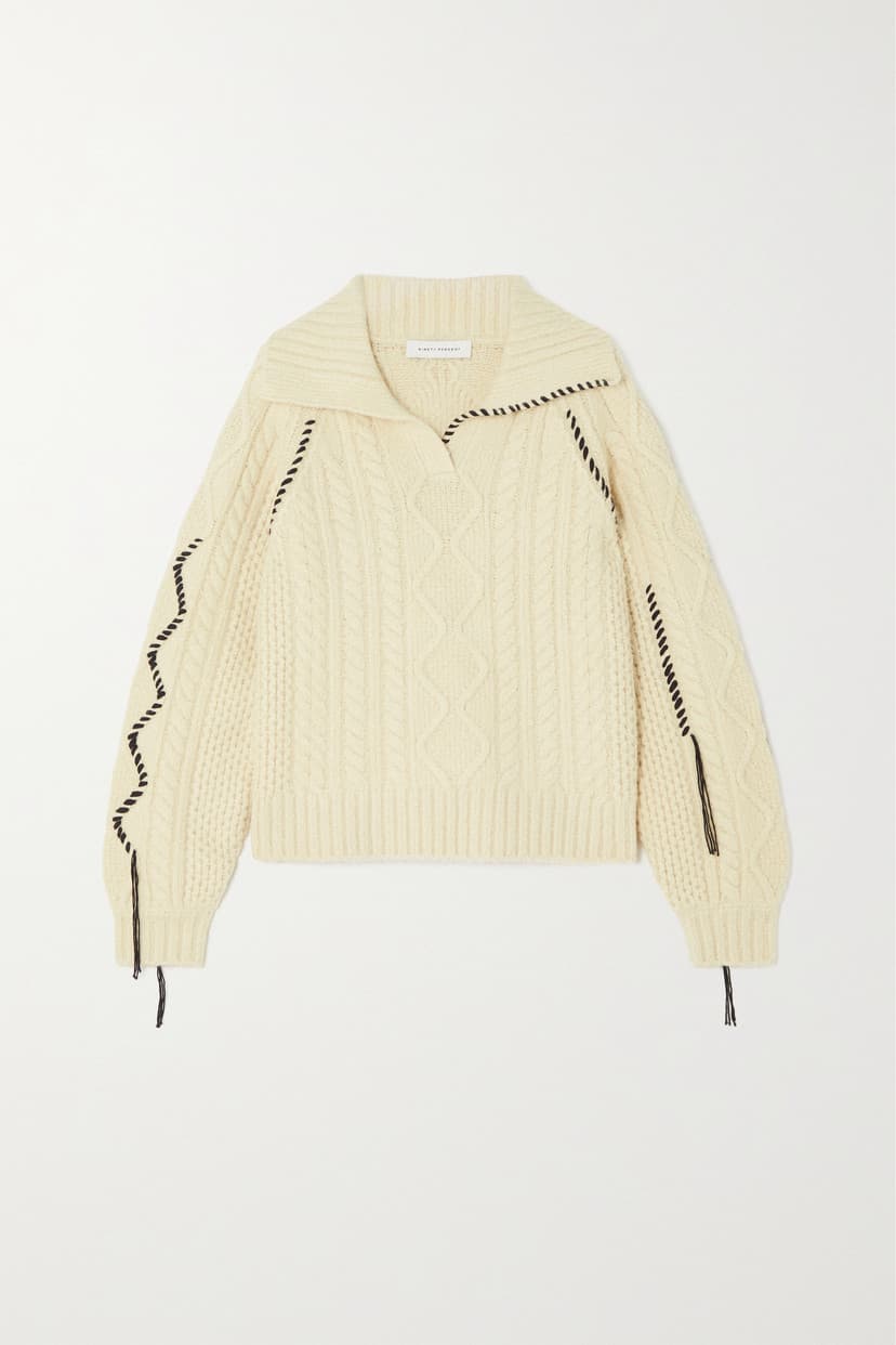 Eve Whipstitched Cable-Knit Organic Cotton-Blend Sweater - Image 1