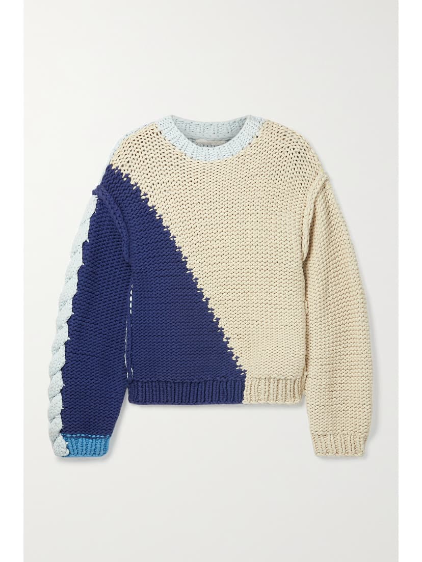Isaiah Oversized Color-Block Cotton-Blend Sweater - Image 1