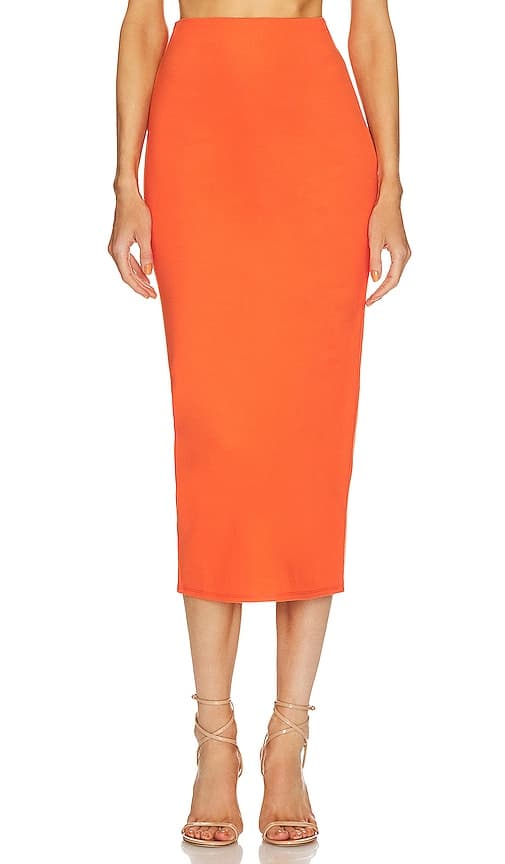 Michael Costello X Revolve Amira Midi Skirt In Orange - Image 1