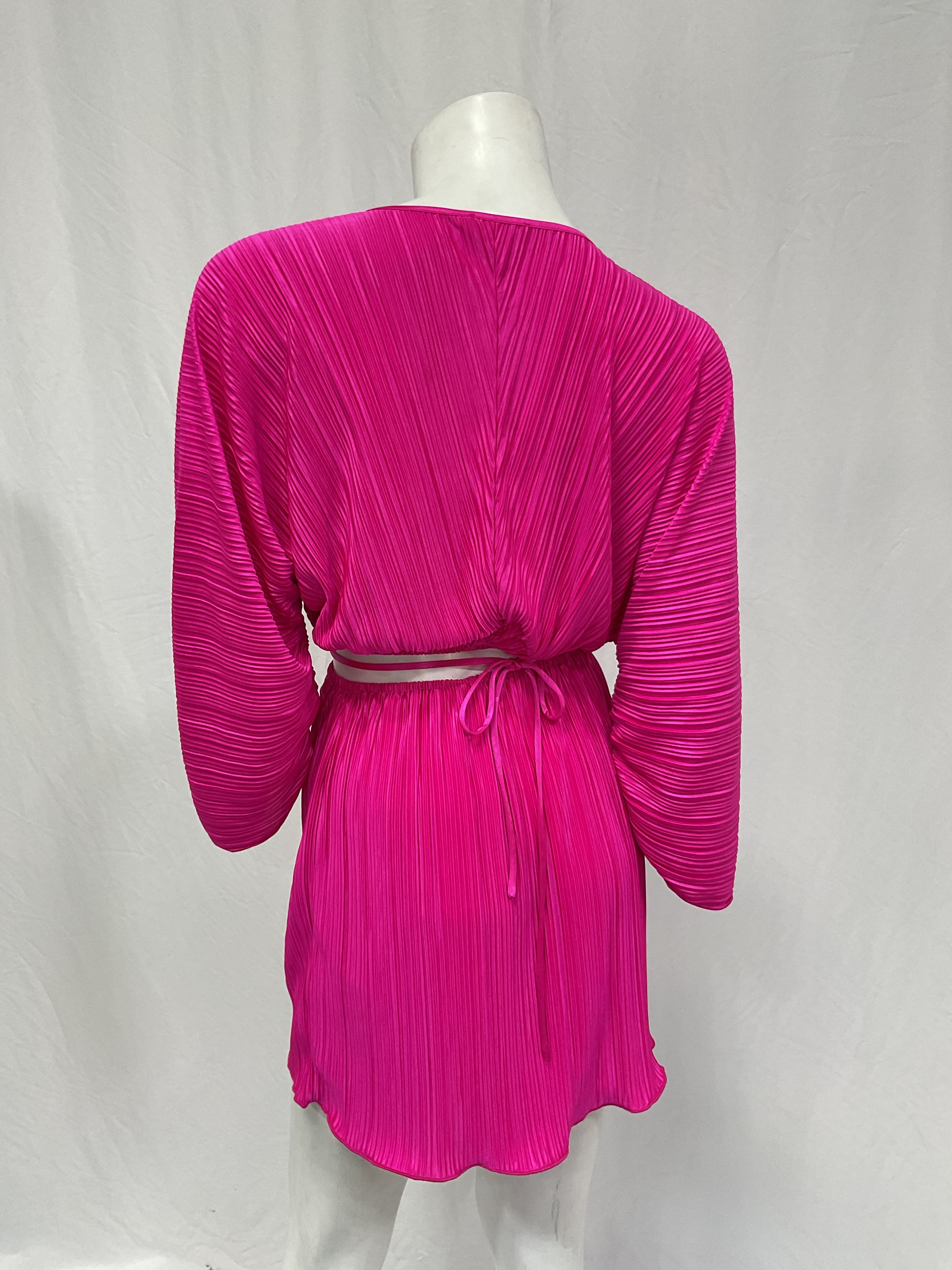Always Fits Plisse Mini Dress In Fuchsia Pink001 - Image 2
