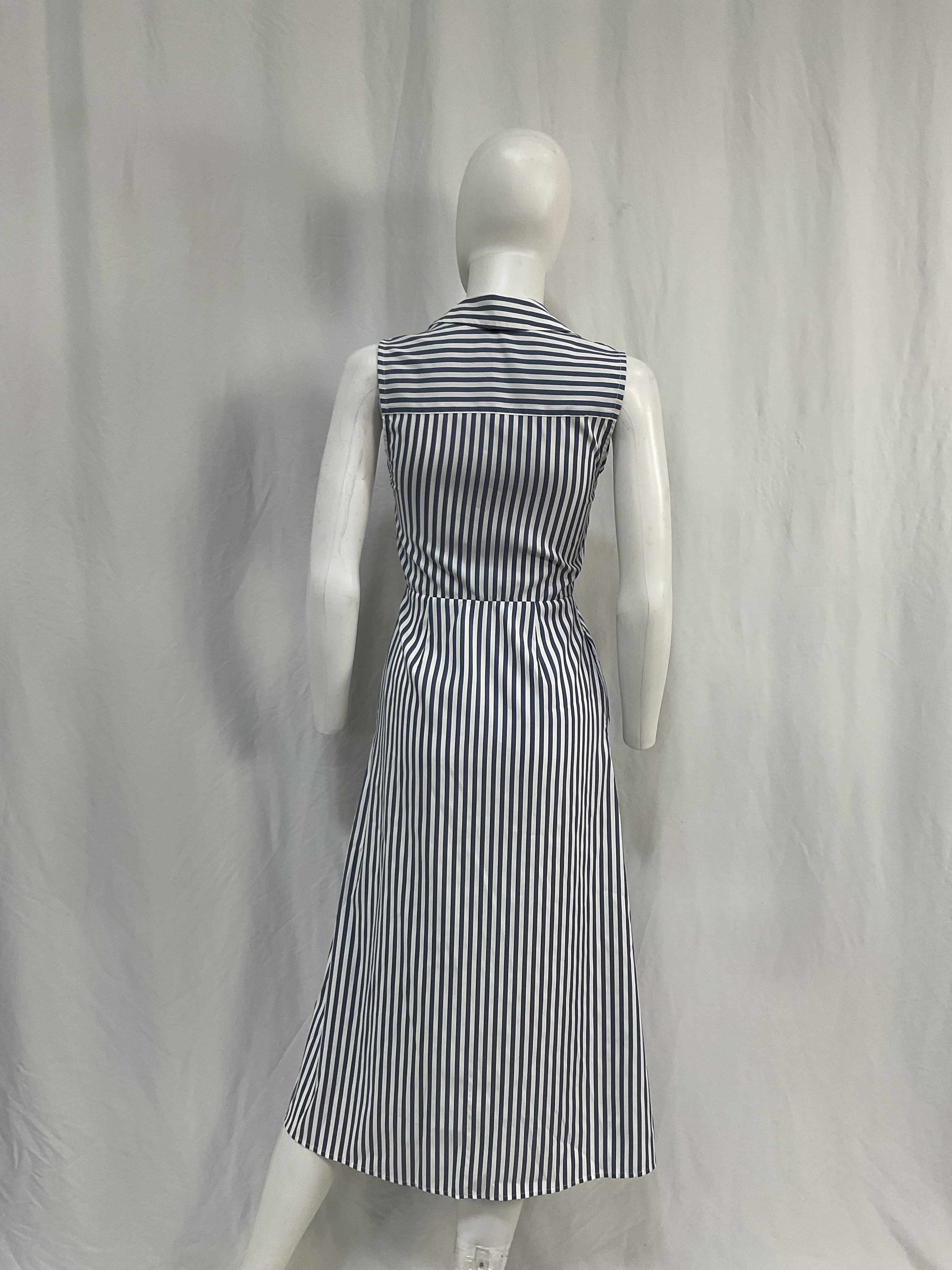 The Yves Midi Dress In Blue & White - Image 3