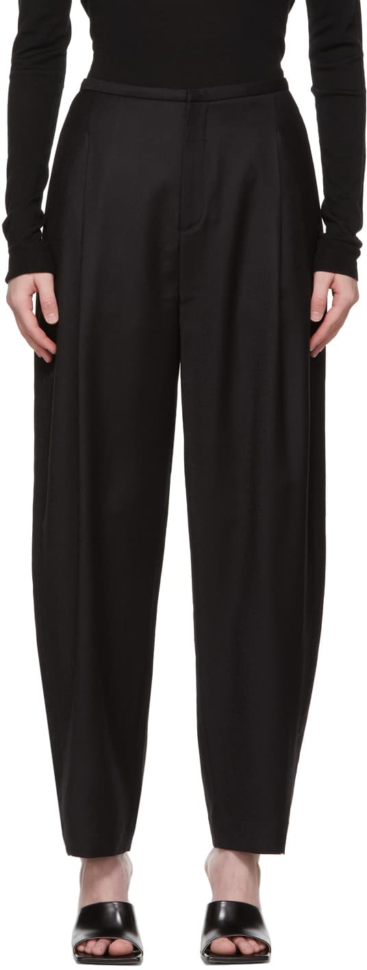 Black Wool Flannel Trousers - Image 1