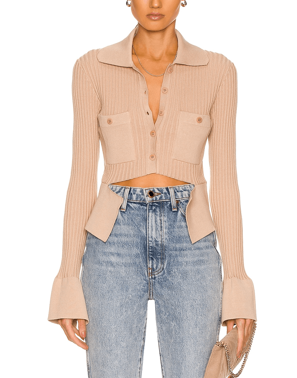 Ribbed Knit Top In Nude 001 - Image 1