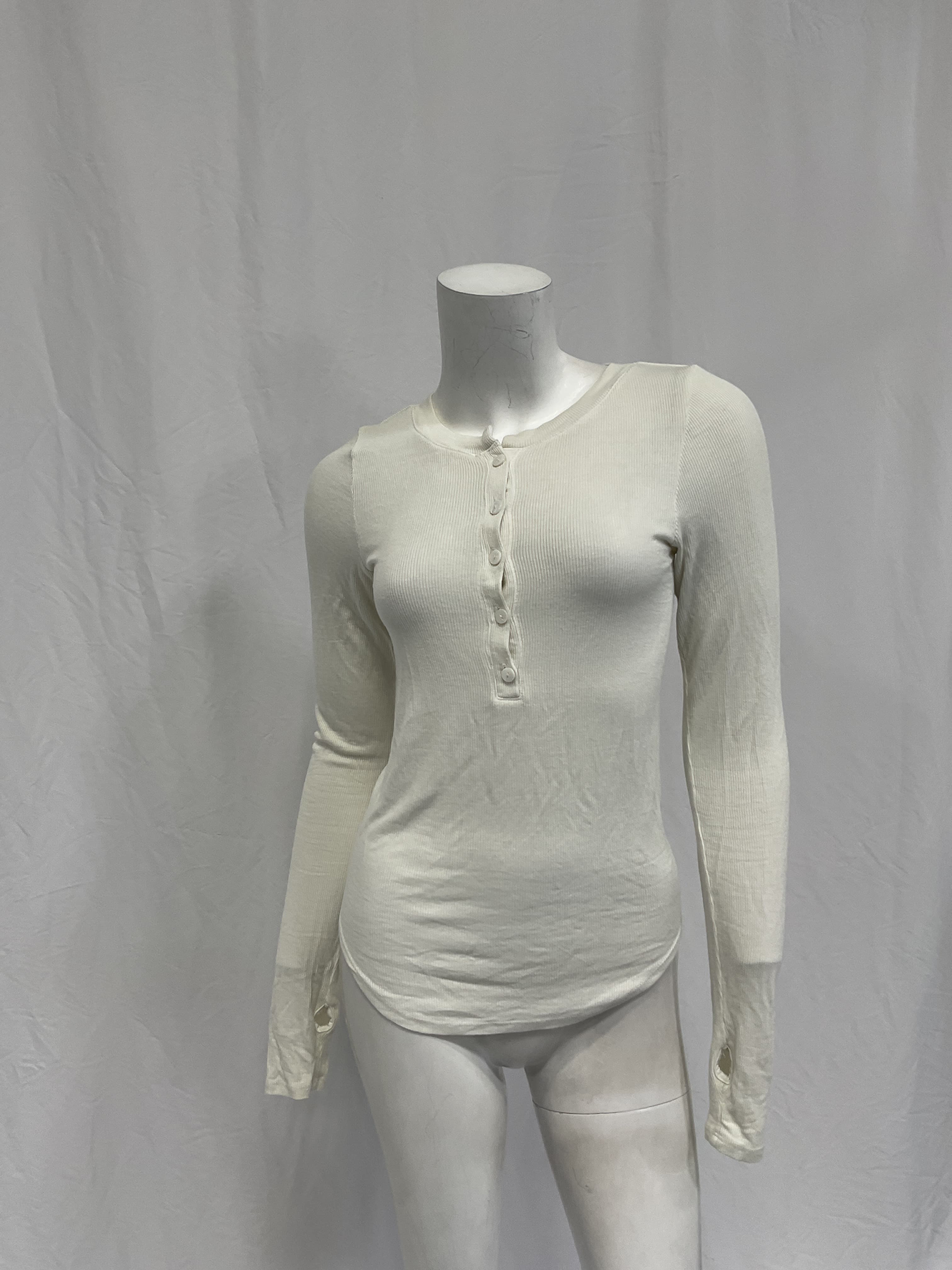 Rib Long Sleeve Baseball Henley Top - Image 2