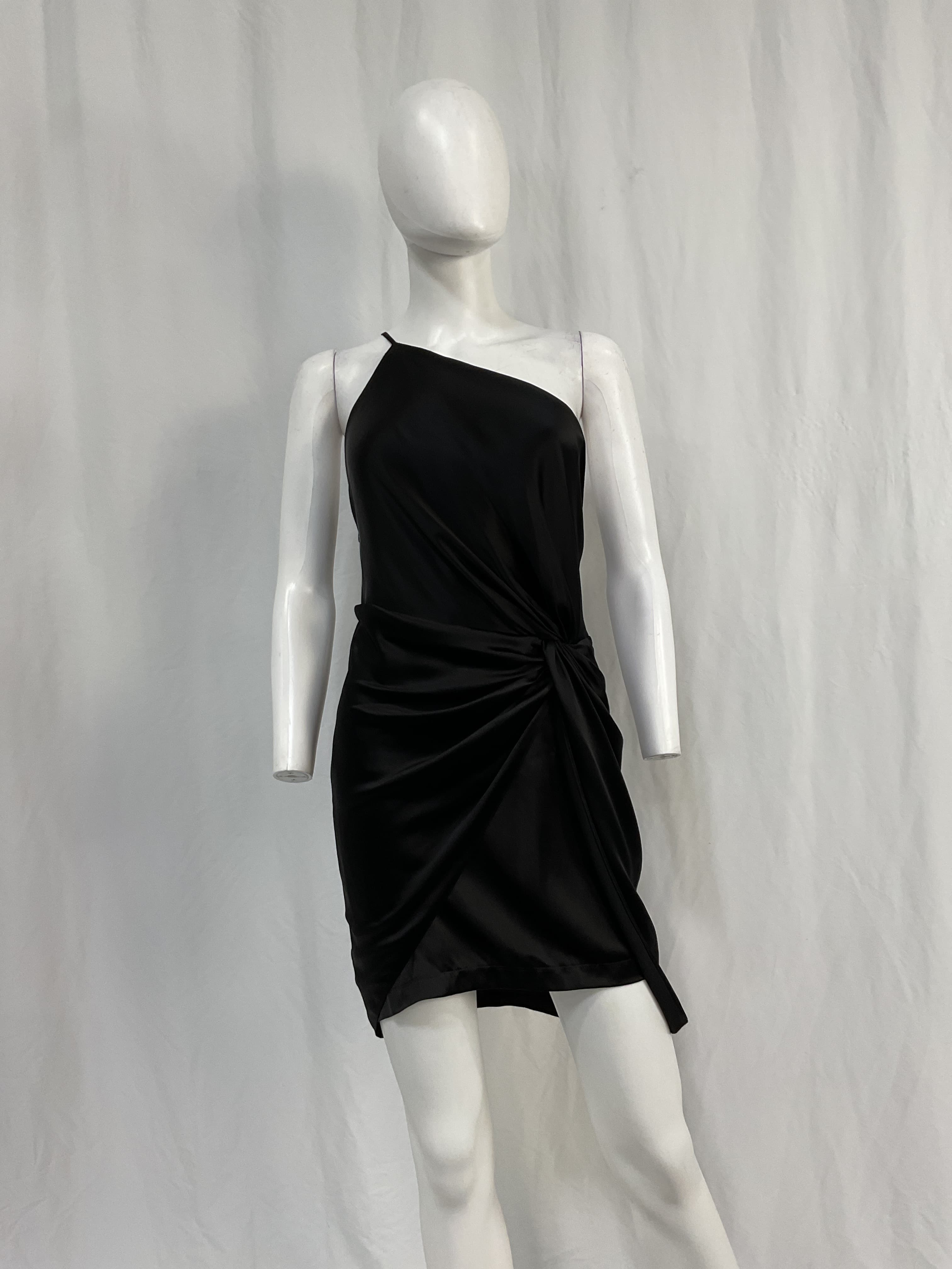 One-Shoulder Twist-Front Silk-Satin Mini Dress - Image 2