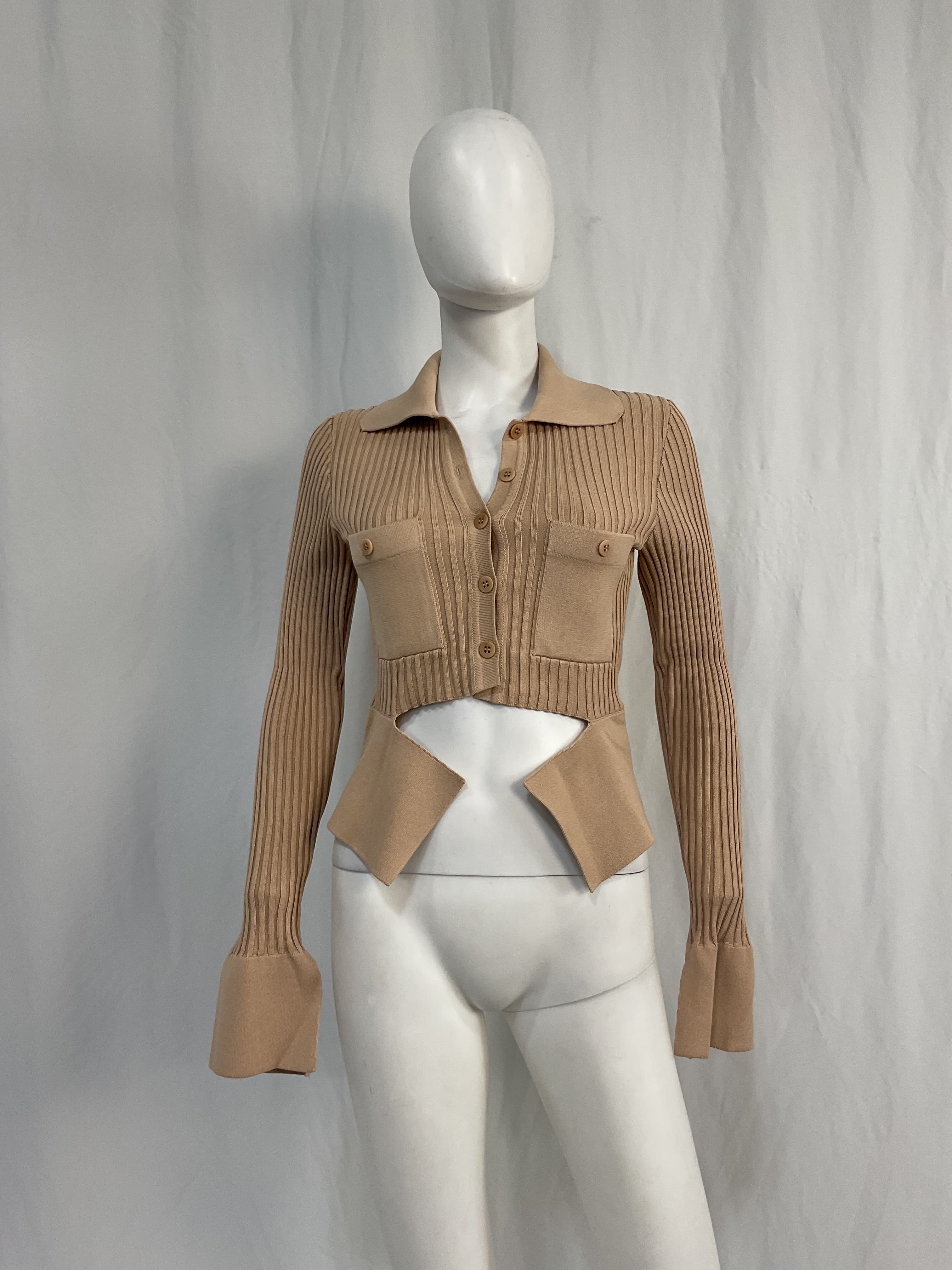 Ribbed Knit Top In Nude 001 - Image 2