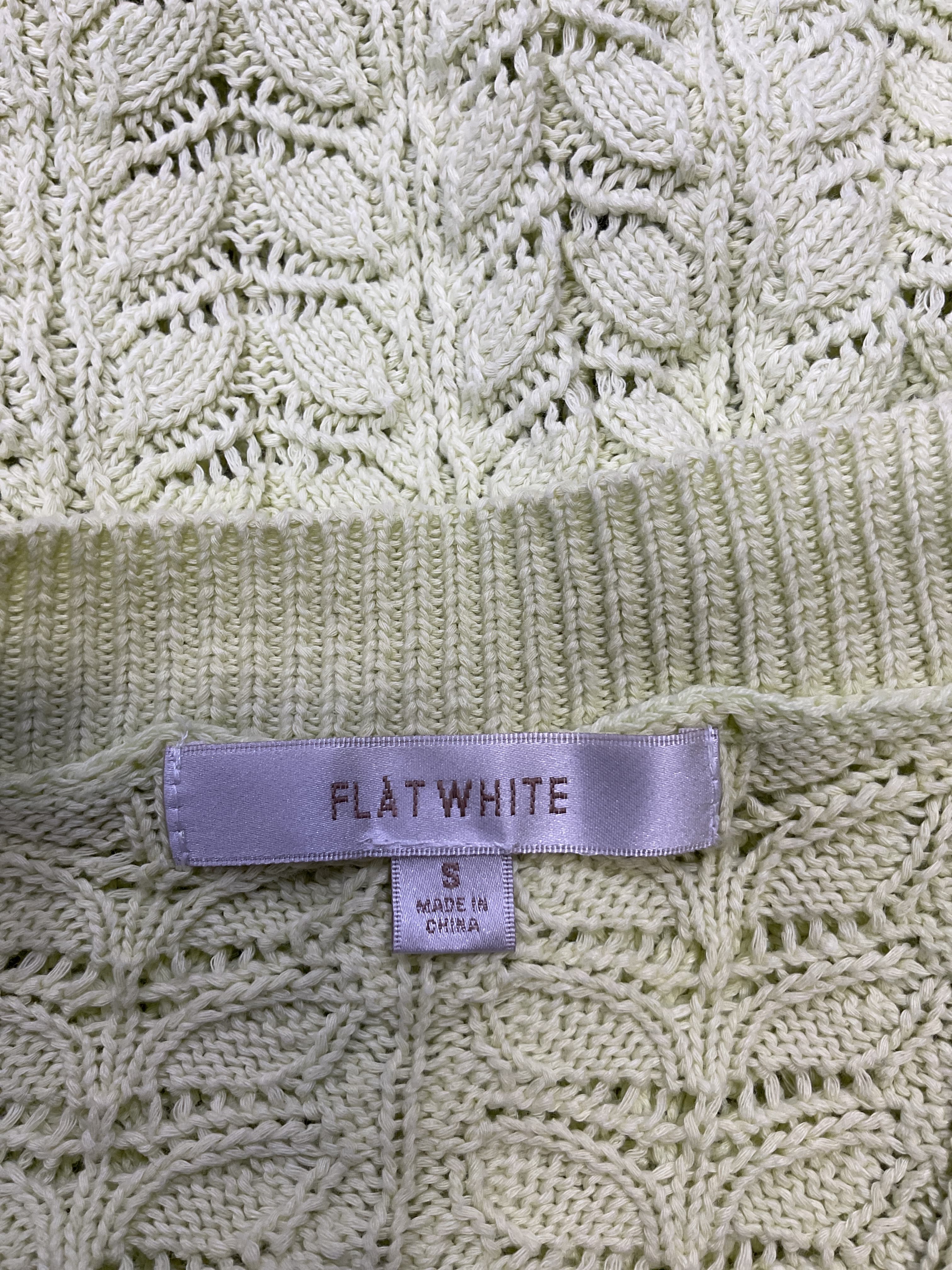 Flat White V-Neck Pointelle Sweater - Image 3