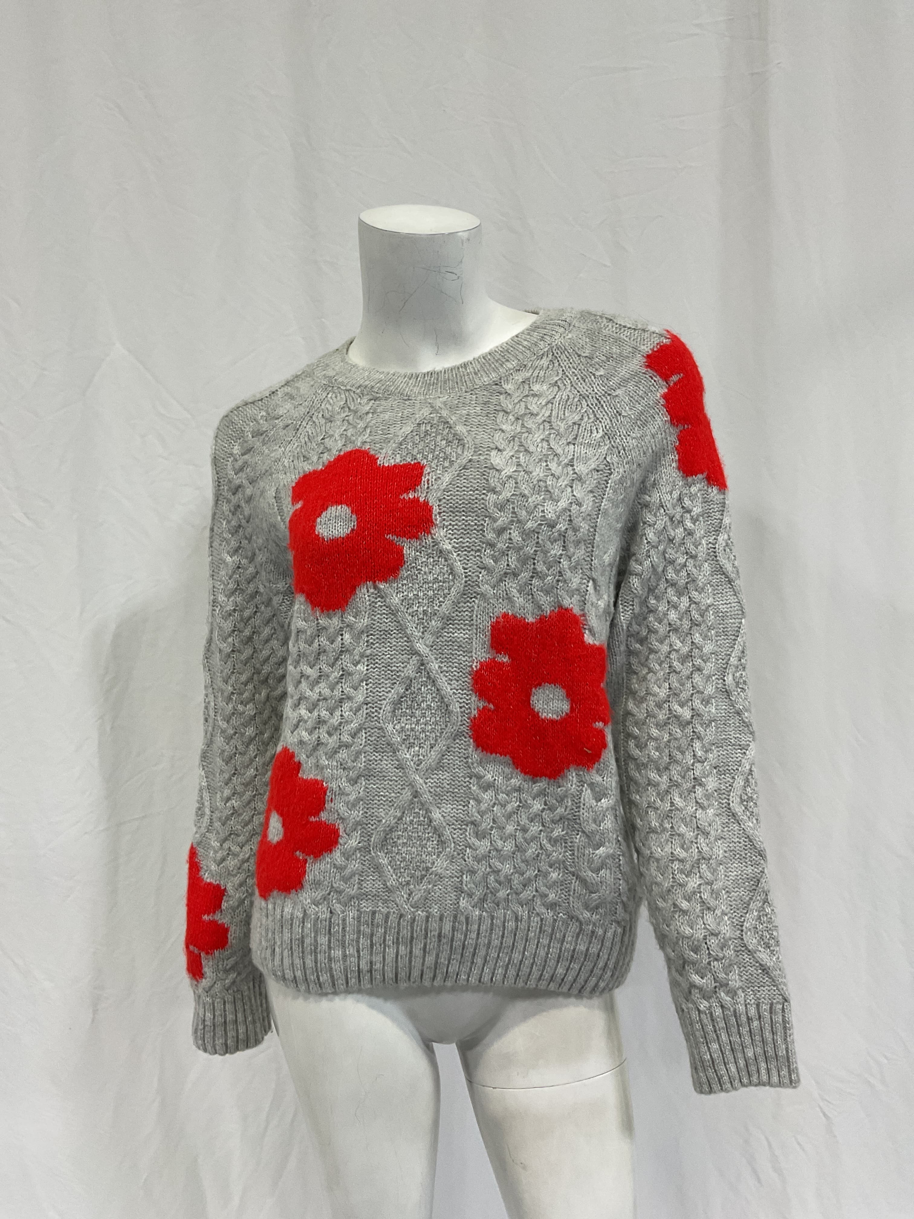 Maeve Cable Floral Pullover Sweater - Image 4