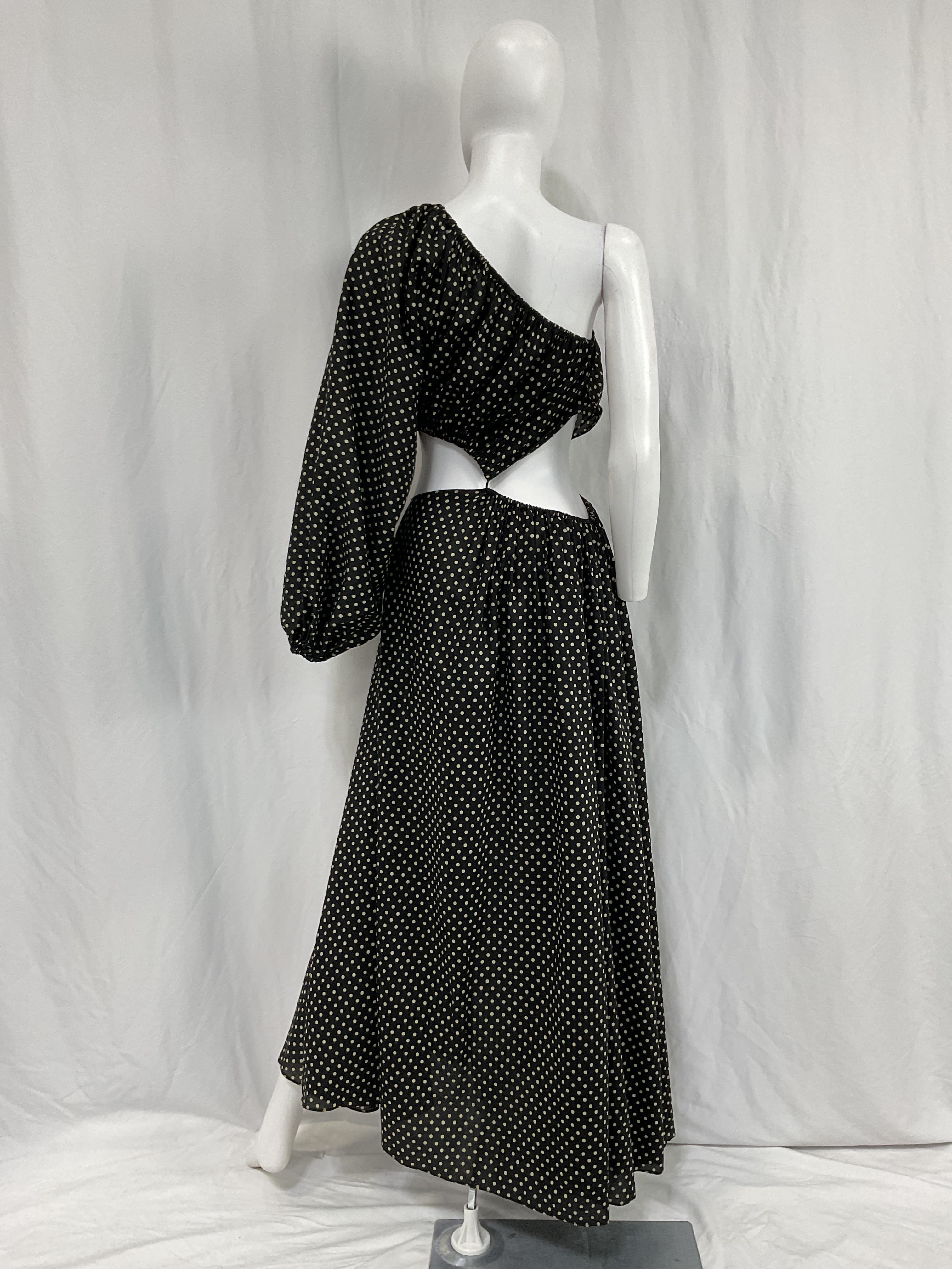 Spot-Print Cutout-Waist Cotton-Blend Dress - Image 3