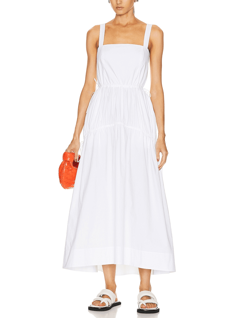 Cotton Poplin Midsummer Dress In White - Image 1