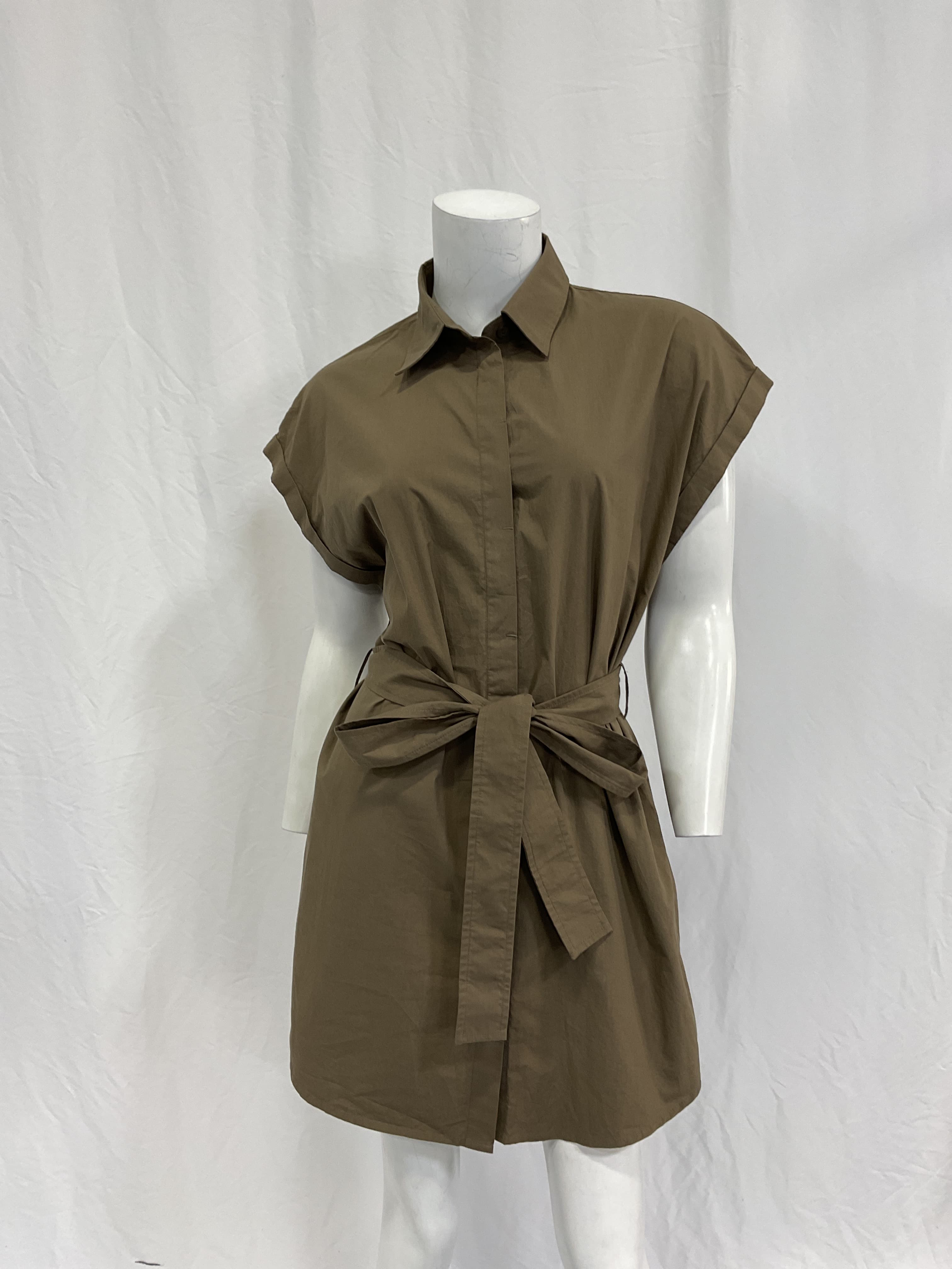 Mini Shirt Dress In Olive - Image 3