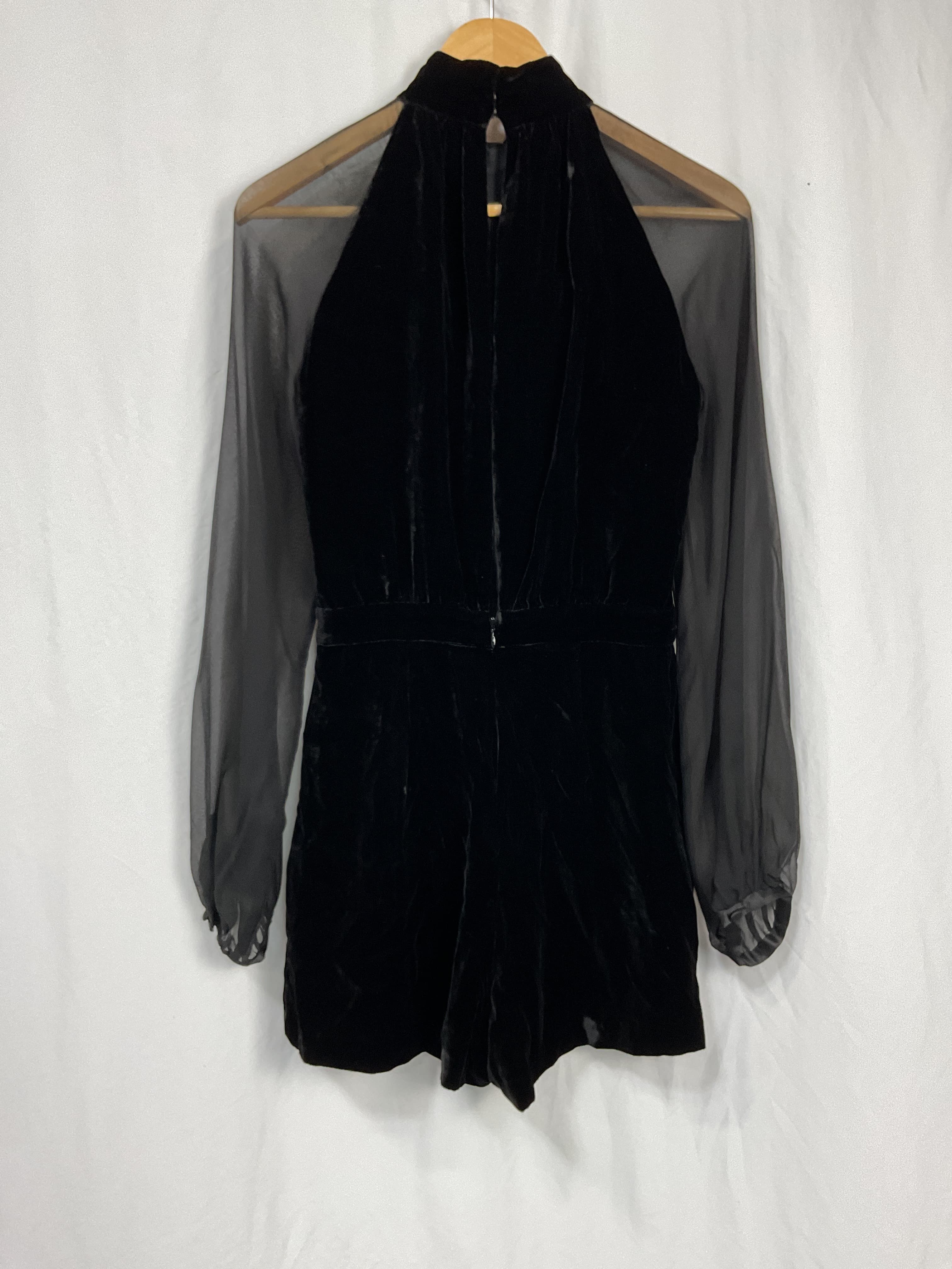 Sophie Velvet Blouson Sleeve Romper - Image 2