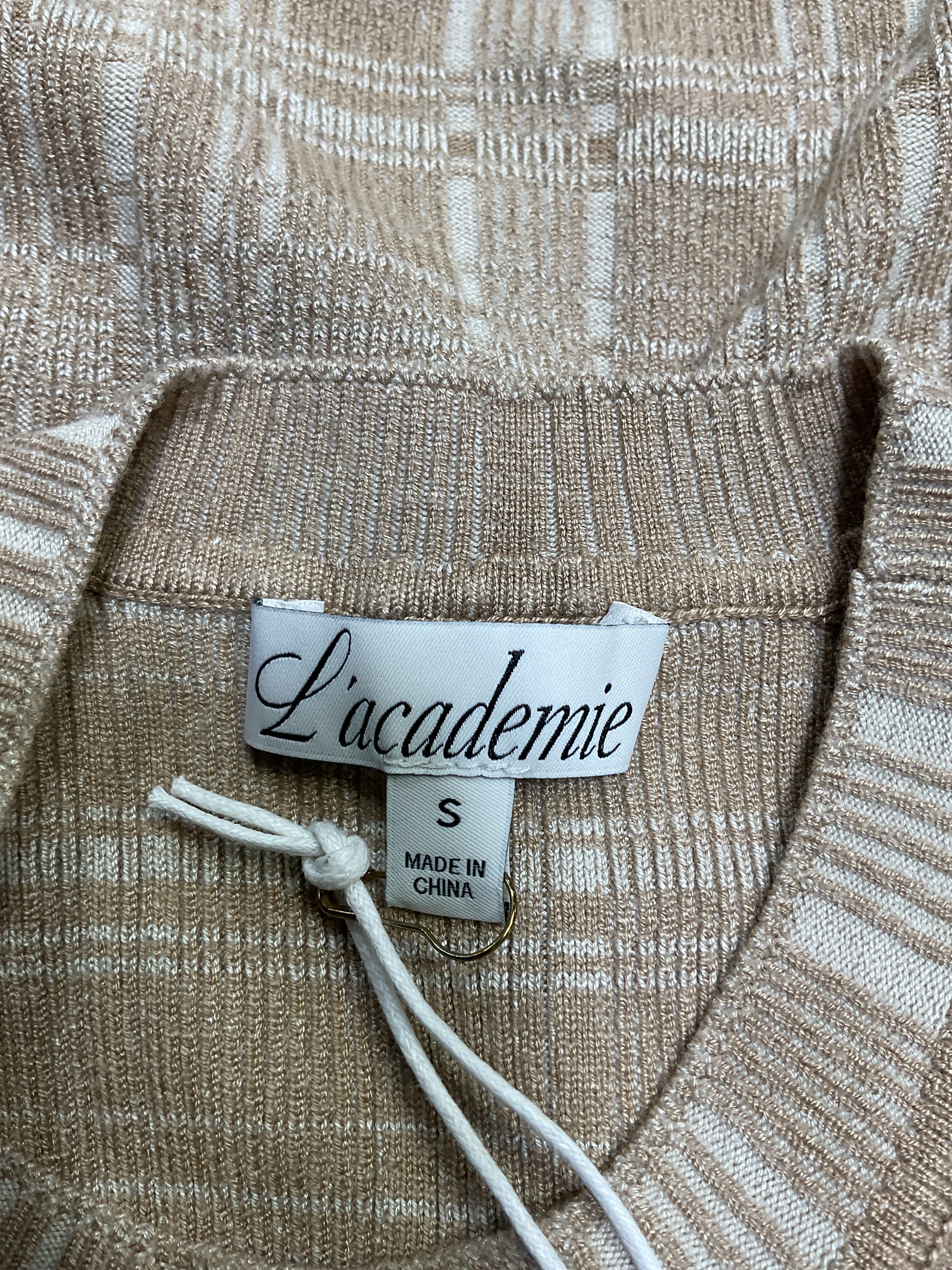 L'academie By Marianna Halia Midi Knit Dress With Slit In Beige Multi - Image 3