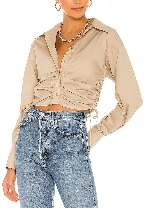 The Lena Blouse In Khaki - Image 1