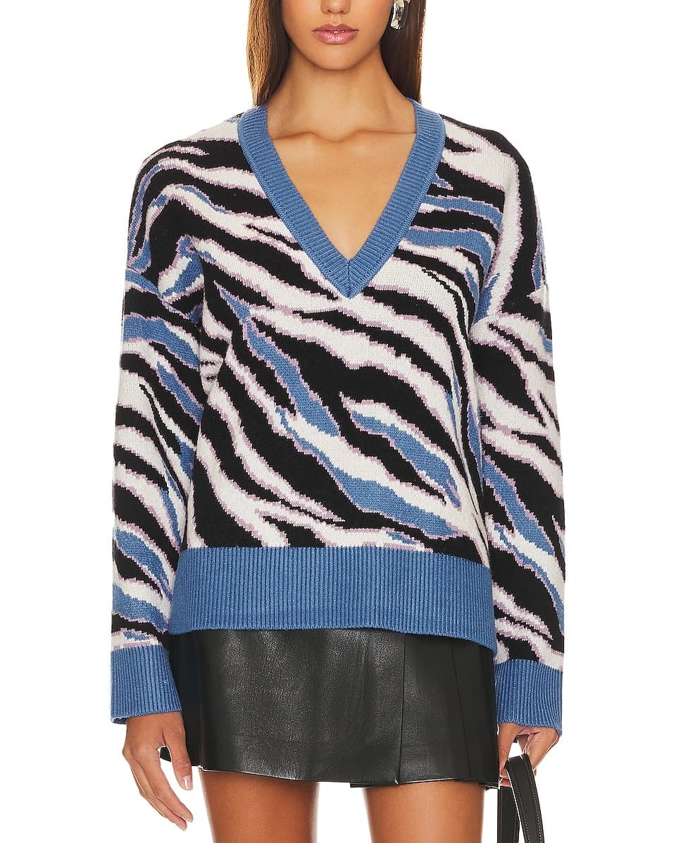 Abstract V Neck Sweater - Image 1