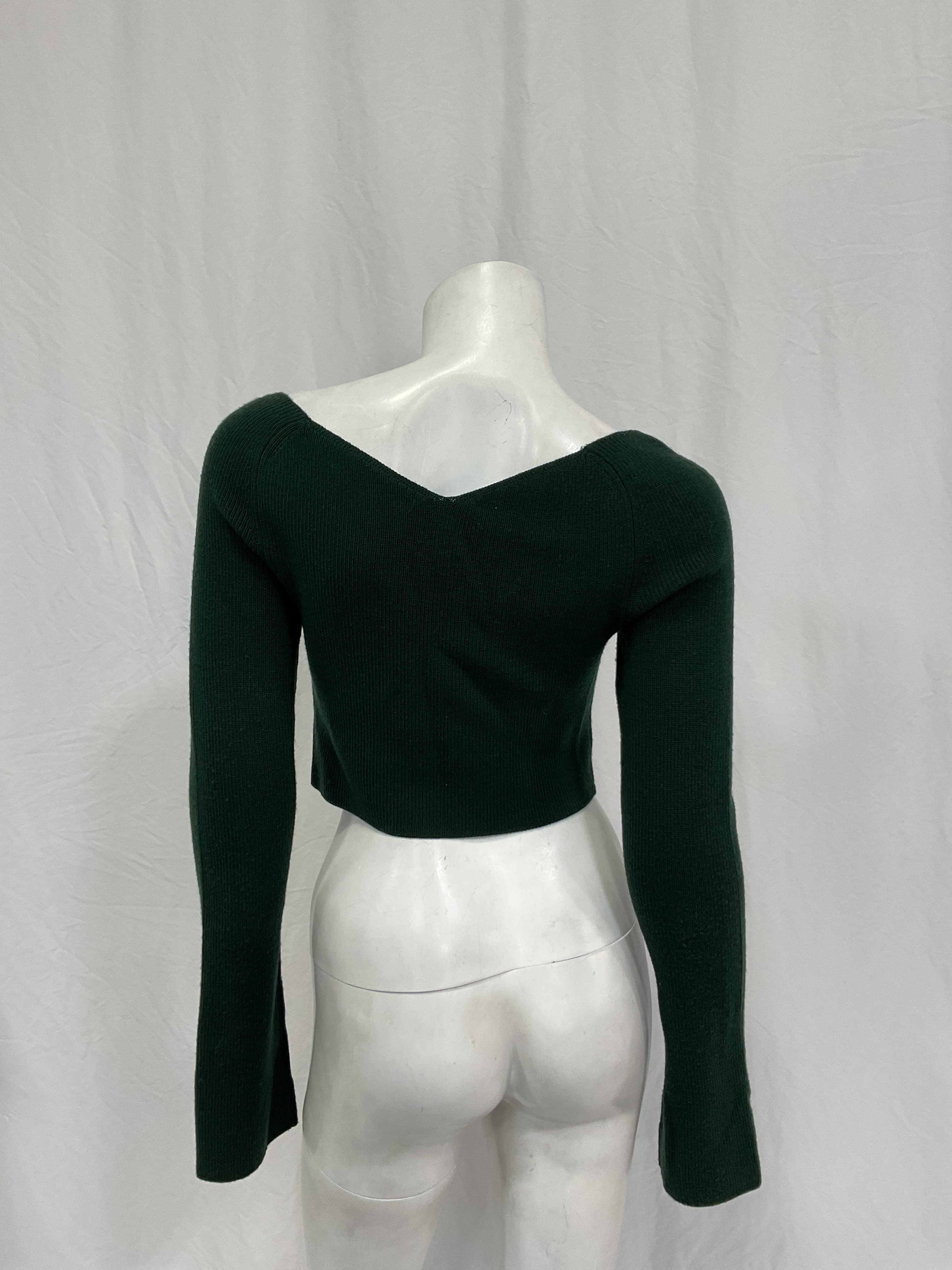 Merino Wool Off Shoulder Top In Forest - Image 2