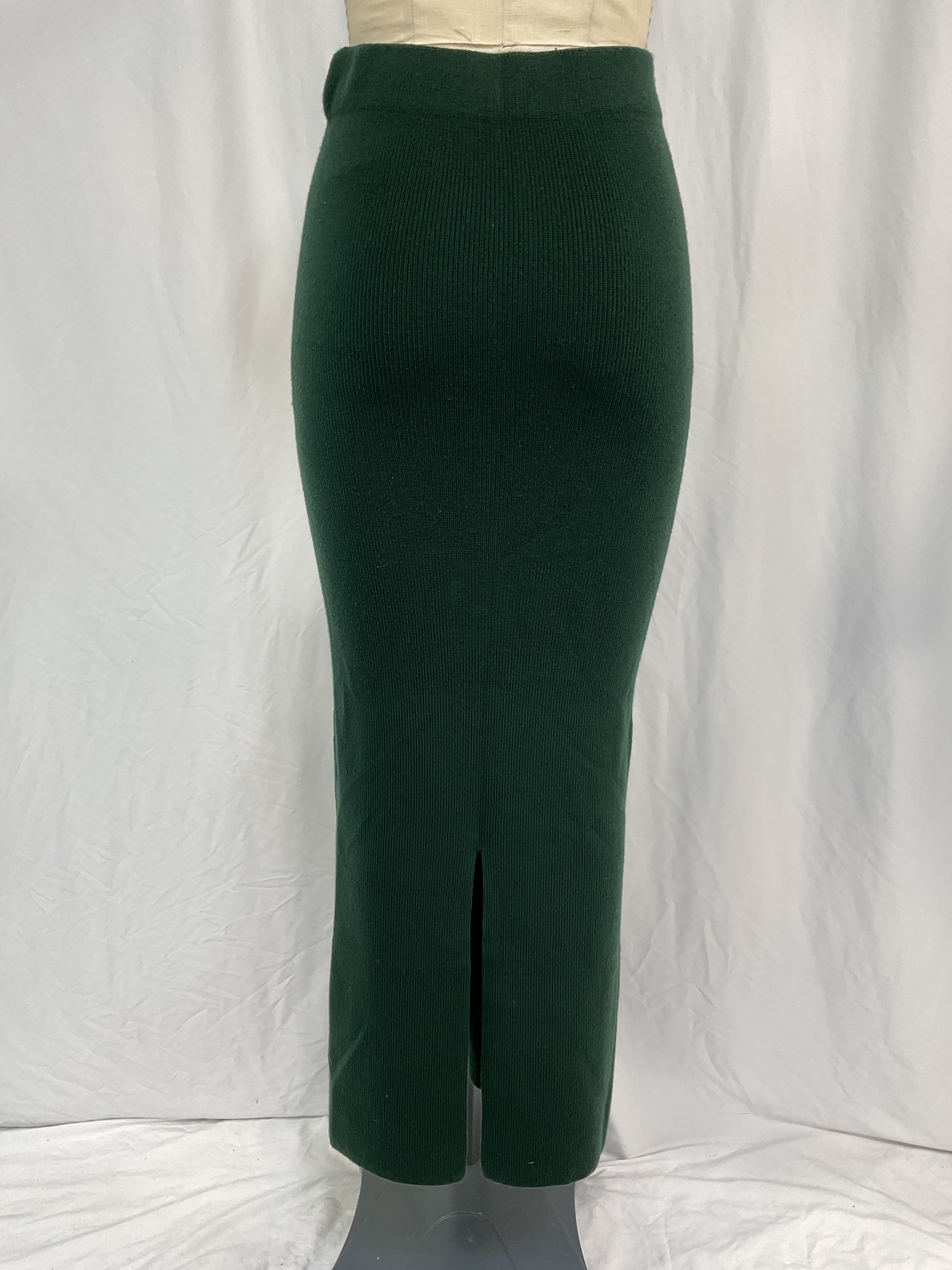 Merino Wool Slim Maxi Skirt In Forest - Image 2