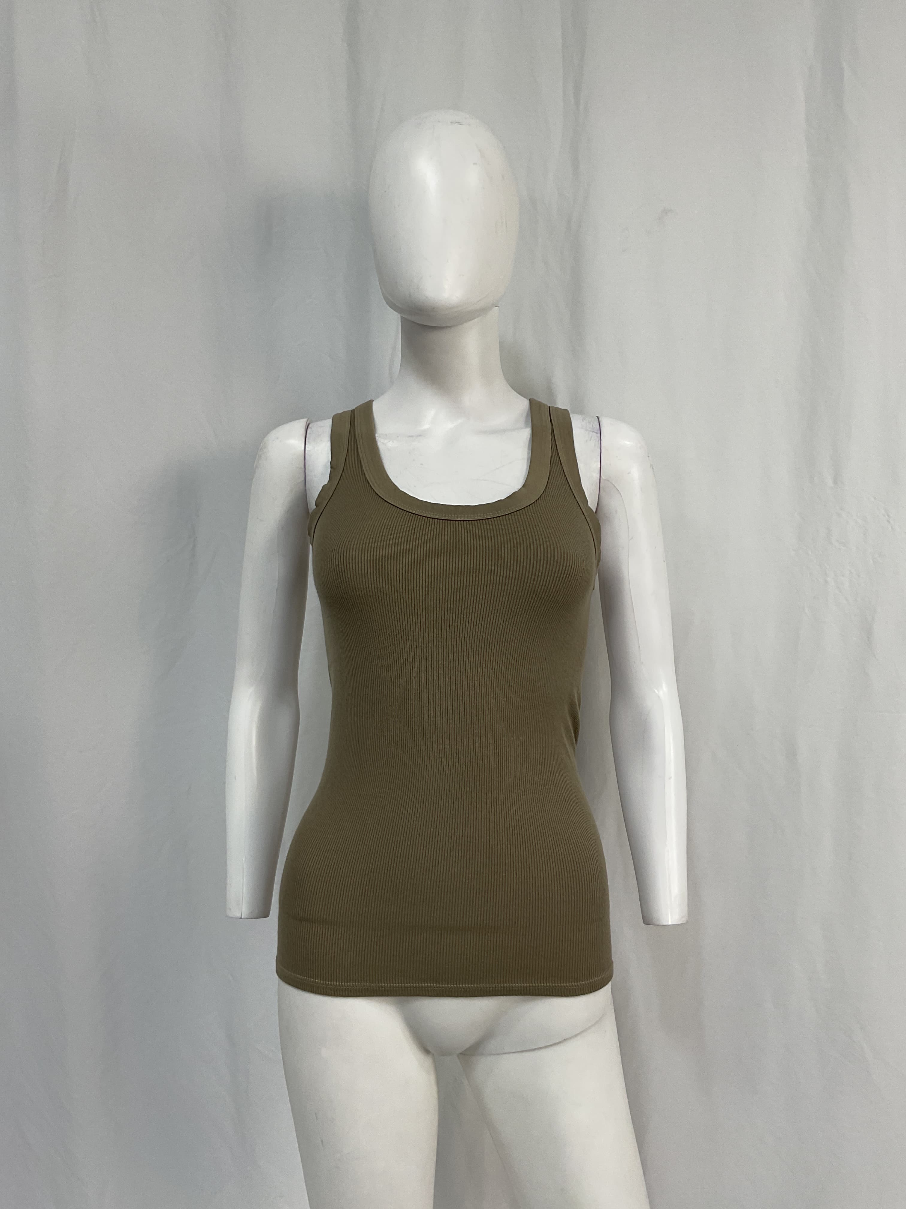 Silk Rib Bold Tank Top In Olive Oil - Image 2