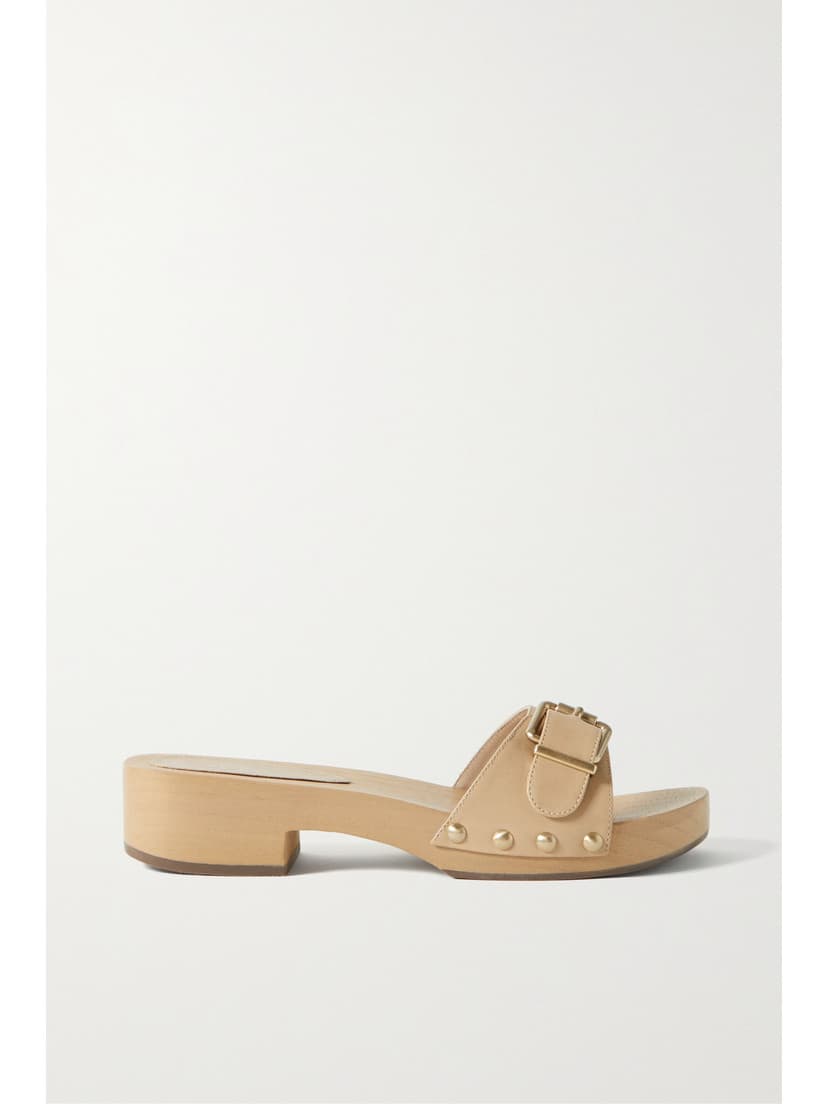 Buckled Leather Slides - Image 1