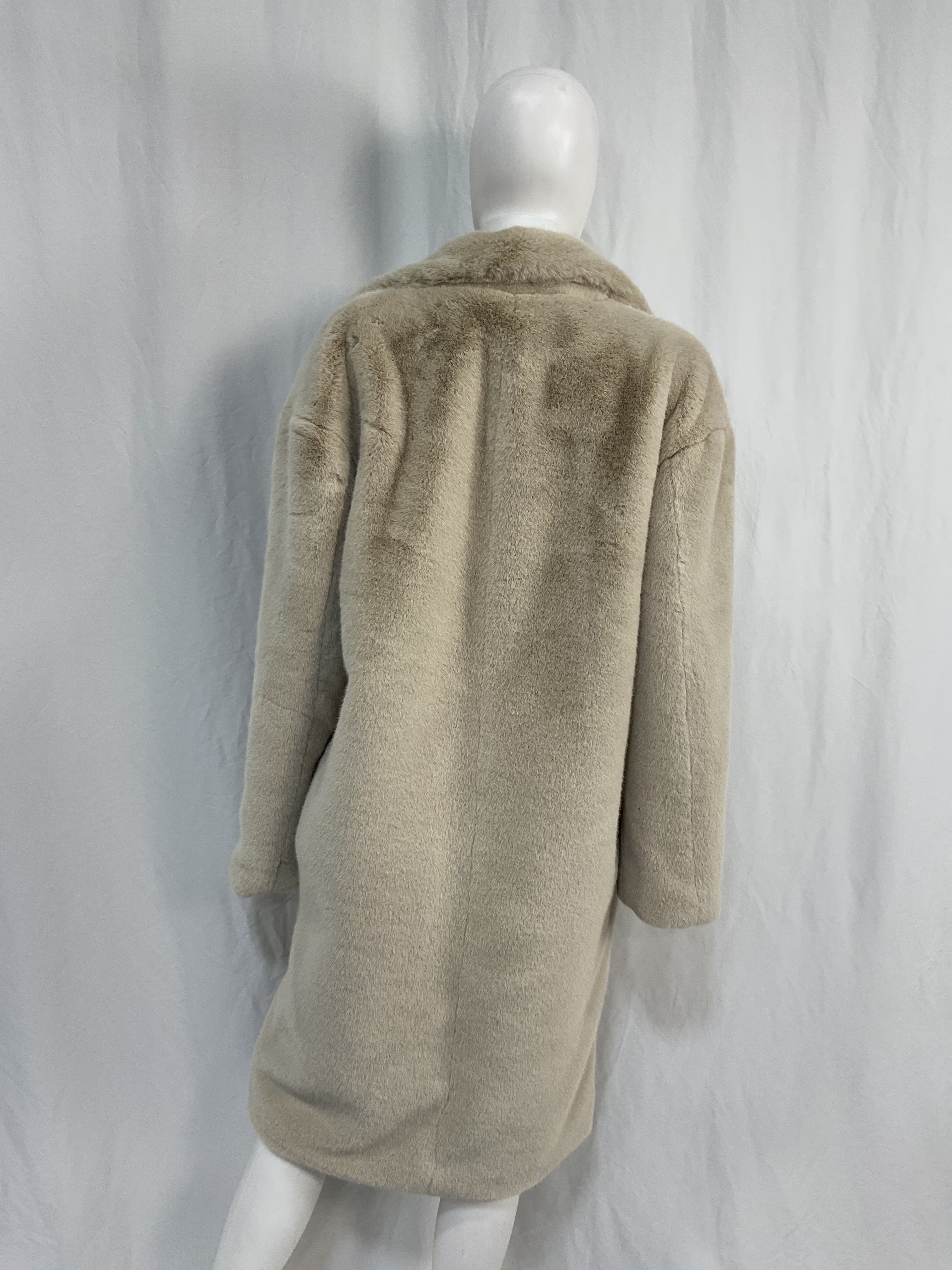 Off White Faux Fur Long Coat - Image 1