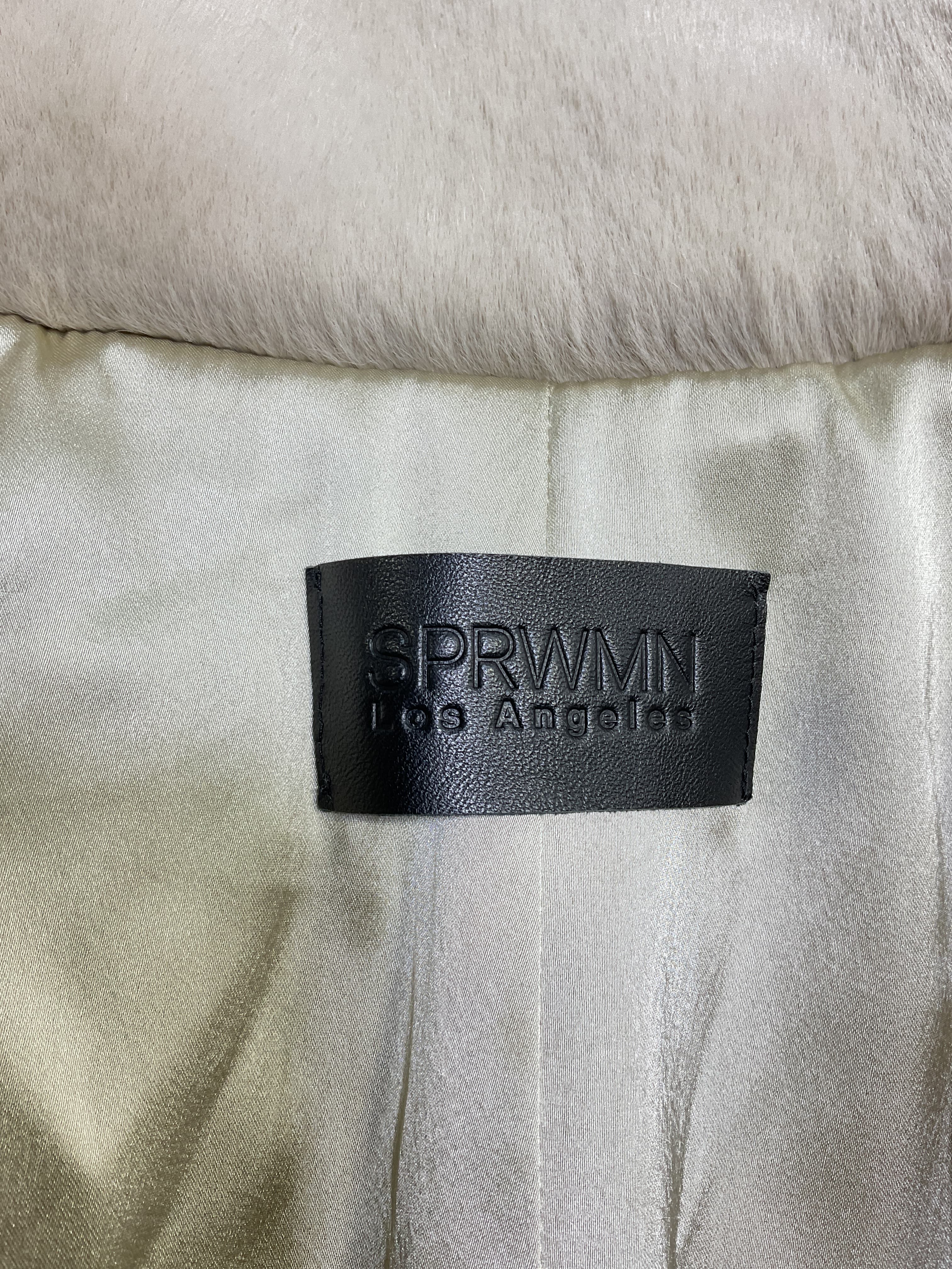 Off White Faux Fur Long Coat - Image 4