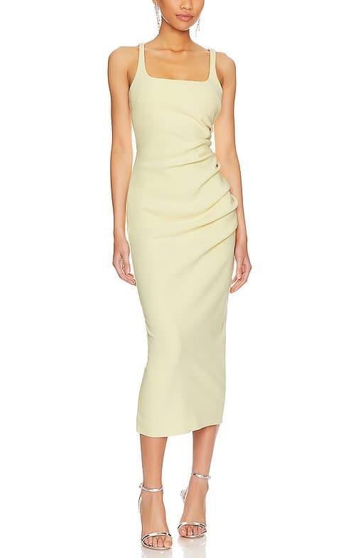 Karina Tuck Midi Dress In Butter Yellow - Image 1