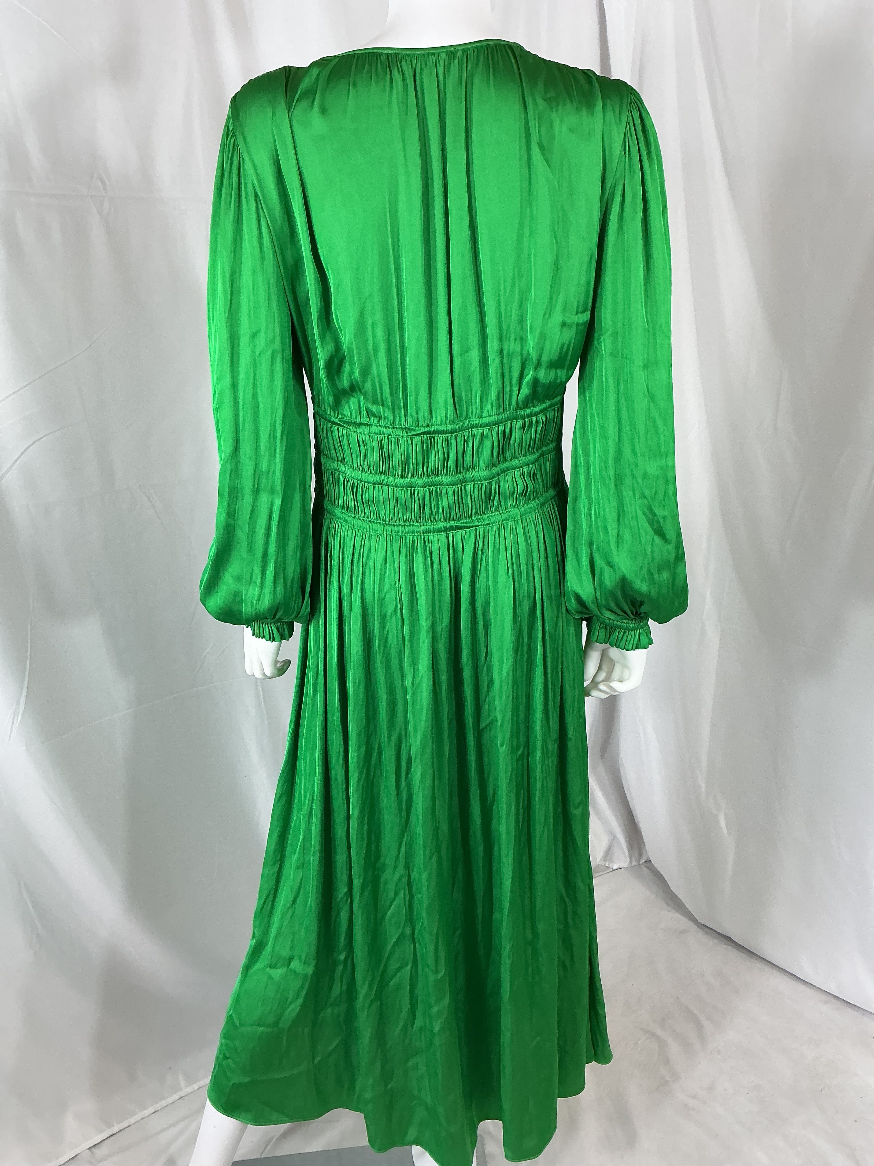 Shirred Satin-Crepe Midi Dress - Image 4