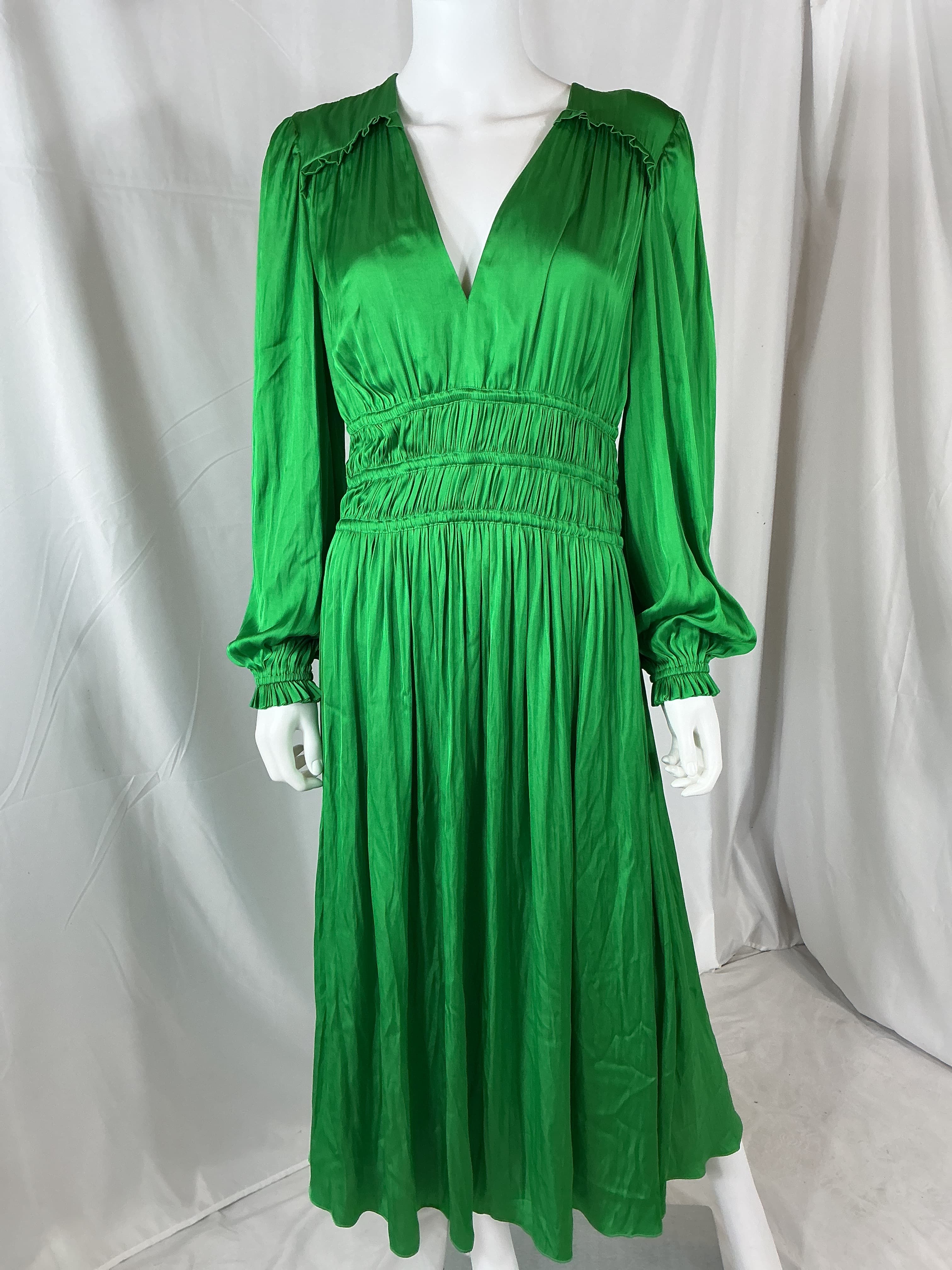 Shirred Satin-Crepe Midi Dress - Image 2