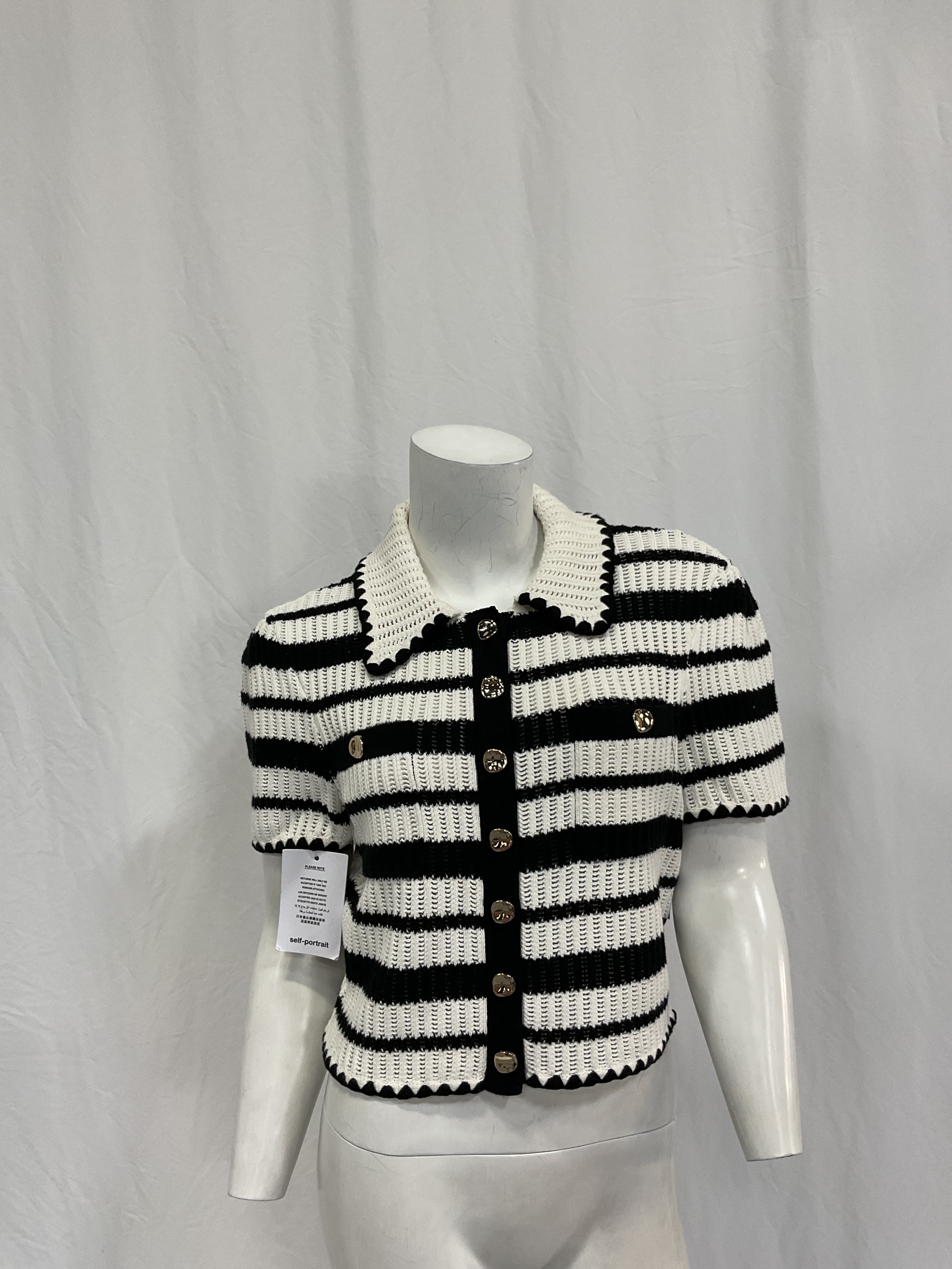 Cream And Black Striped Crochet Top - Image 3
