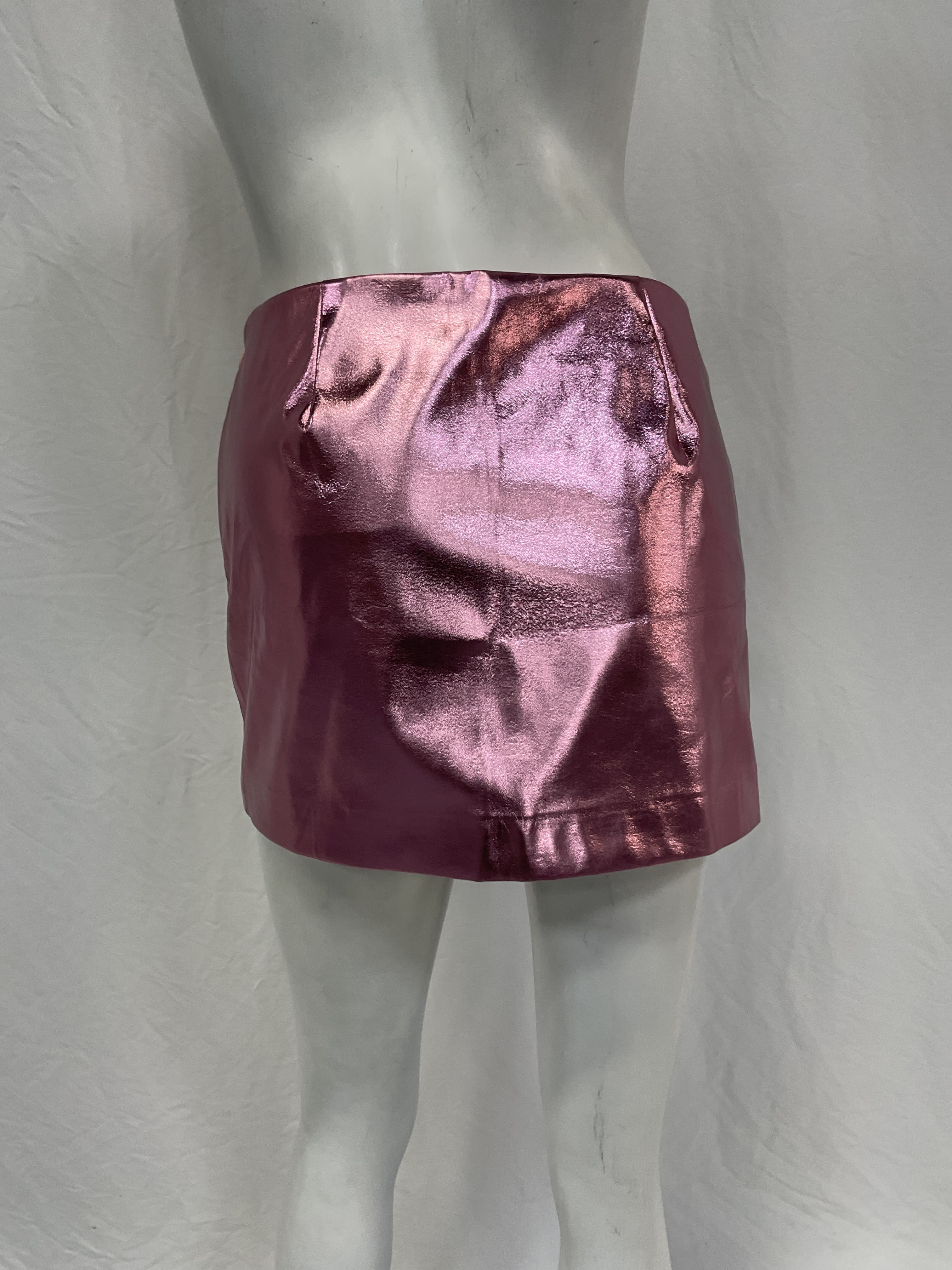 Masha Mini Skirt In Metallic Pink - Image 3