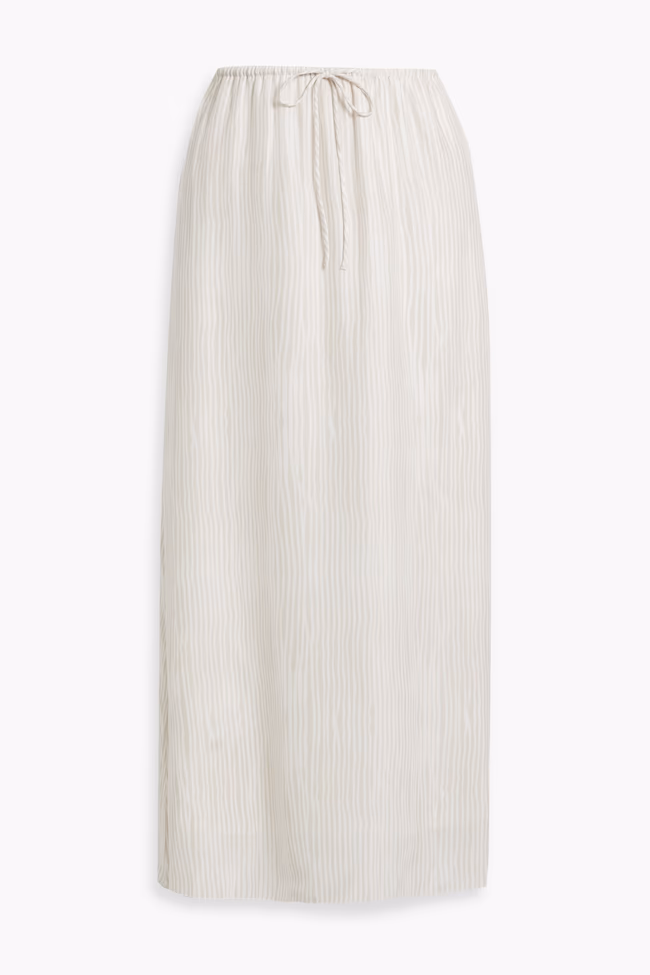 Striped Silk-Crepe Midi Skirt - Image 1