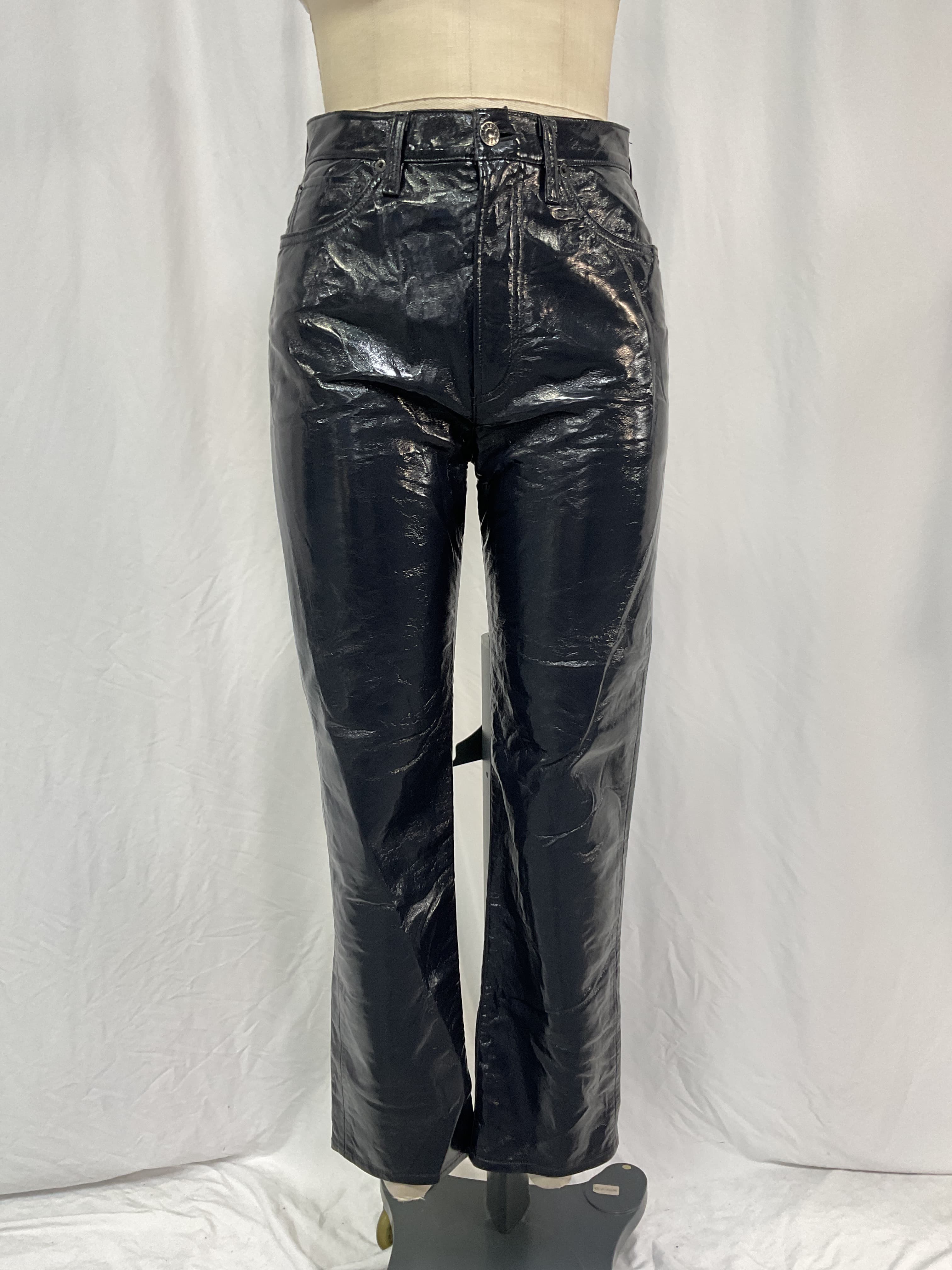 90s Pinch Waist Recycled Leather Pants - Image 4