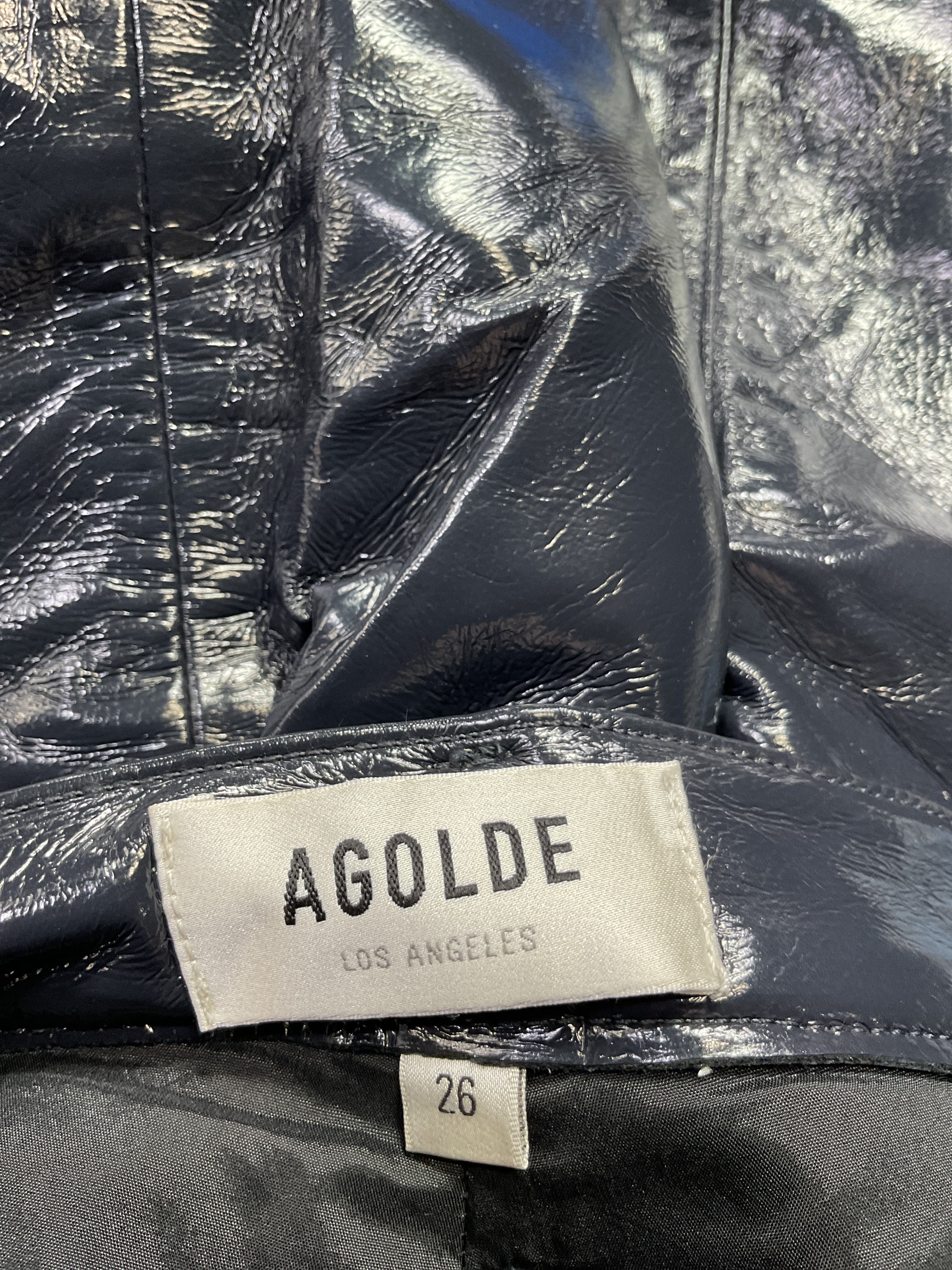 90s Pinch Waist Recycled Leather Pants - Image 3