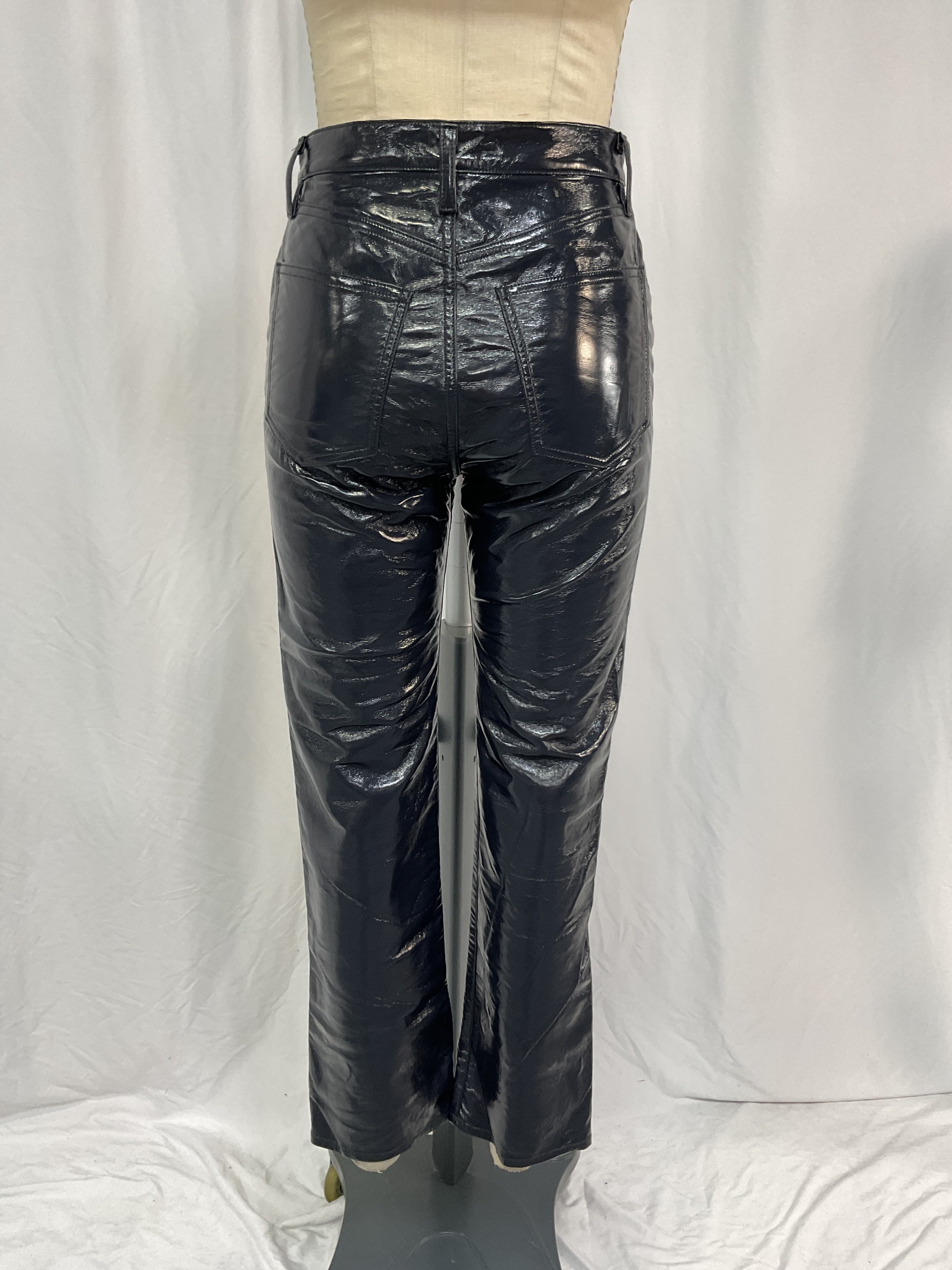 90s Pinch Waist Recycled Leather Pants - Image 2