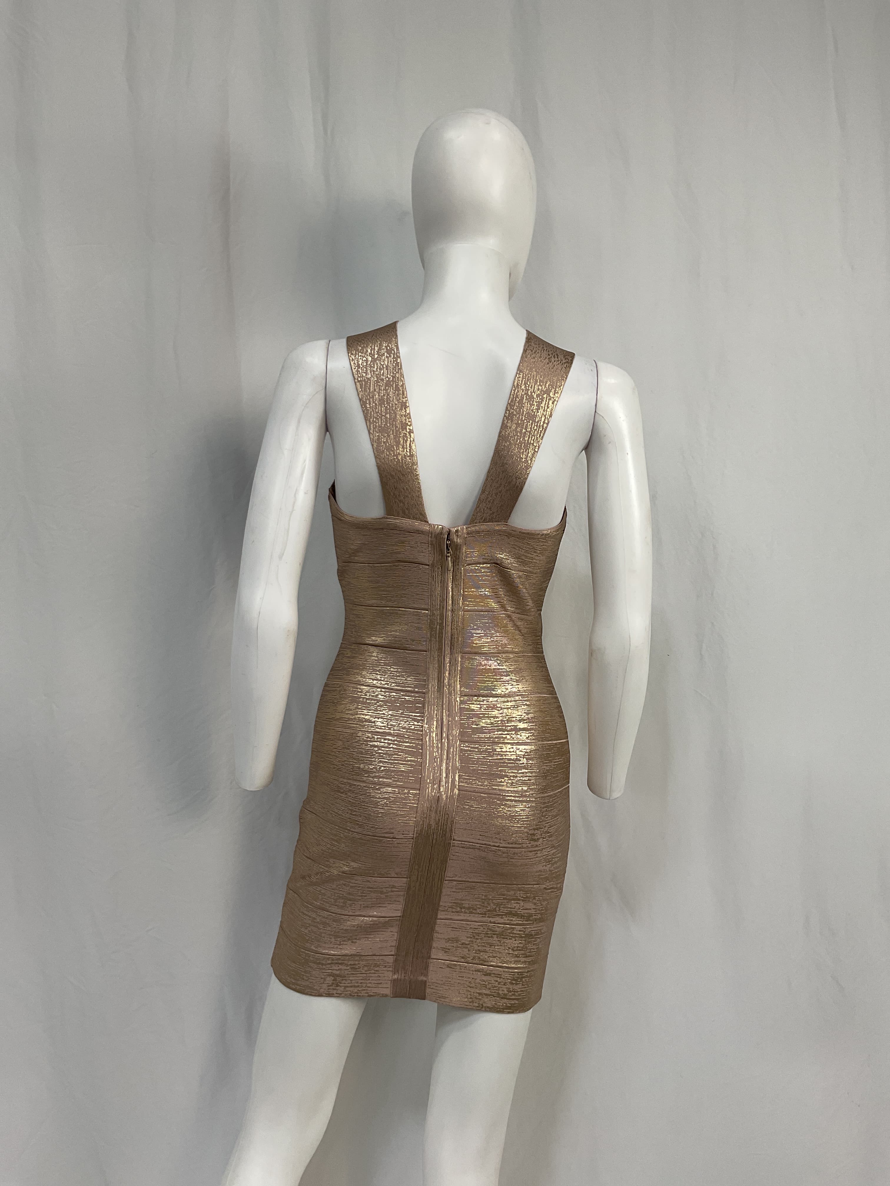 Foiled Crisscross Bandage Mini Dress - Image 4