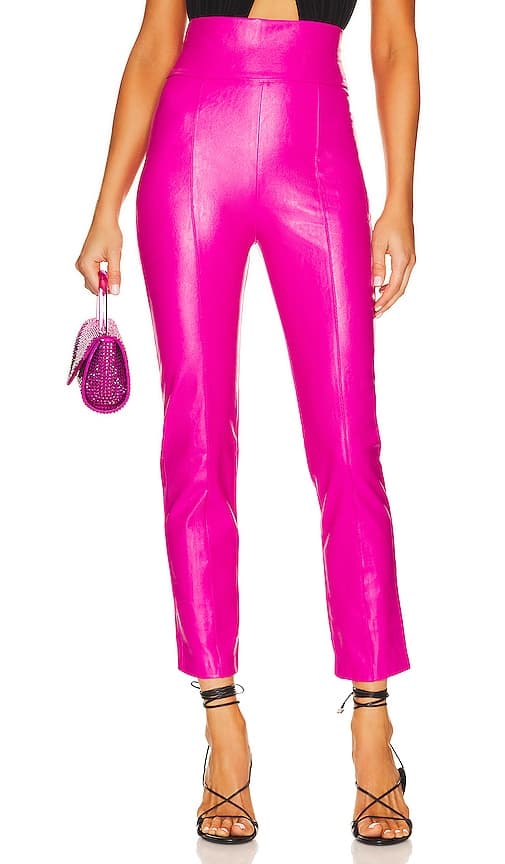 Amanda Uprichard X Revolve Romana Pants In Hot Pink Leather - Image 1