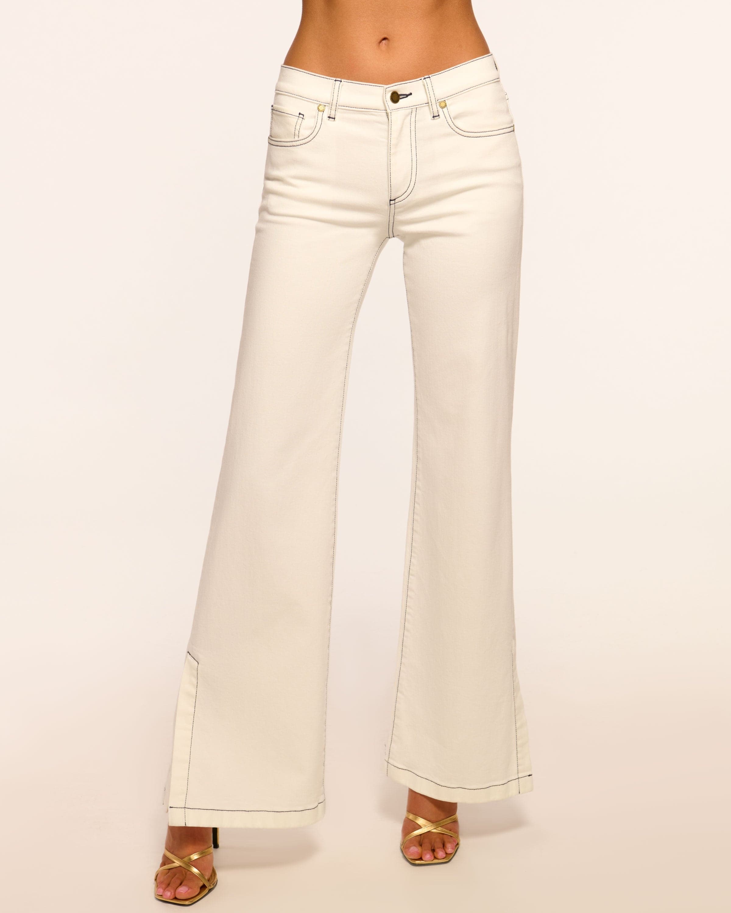 Tyra Contrast Mid-Rise Flare Jean - Image 1