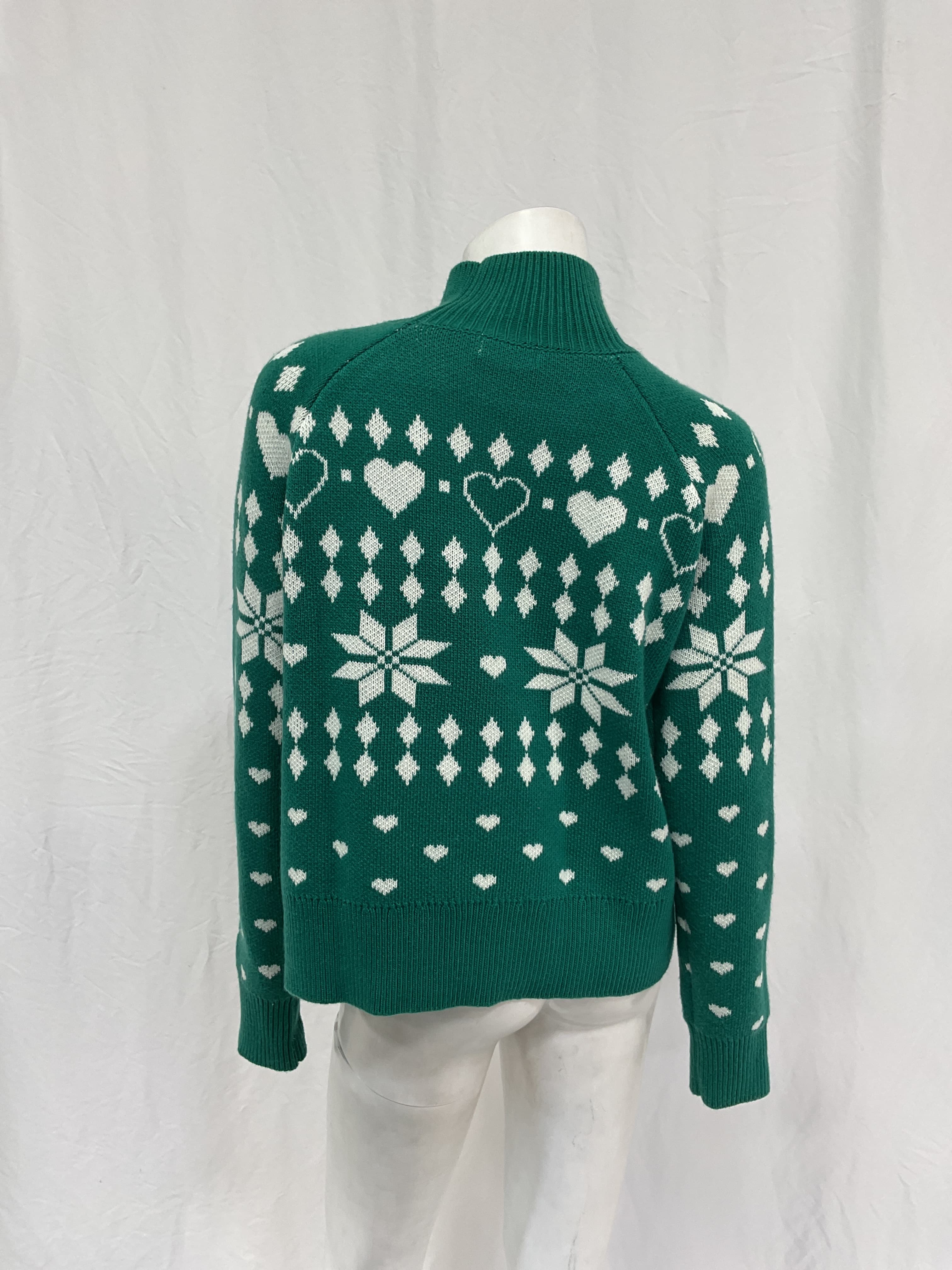 Fair Isle Oversized Turtleneck Pullover In Forest Green - Image 3