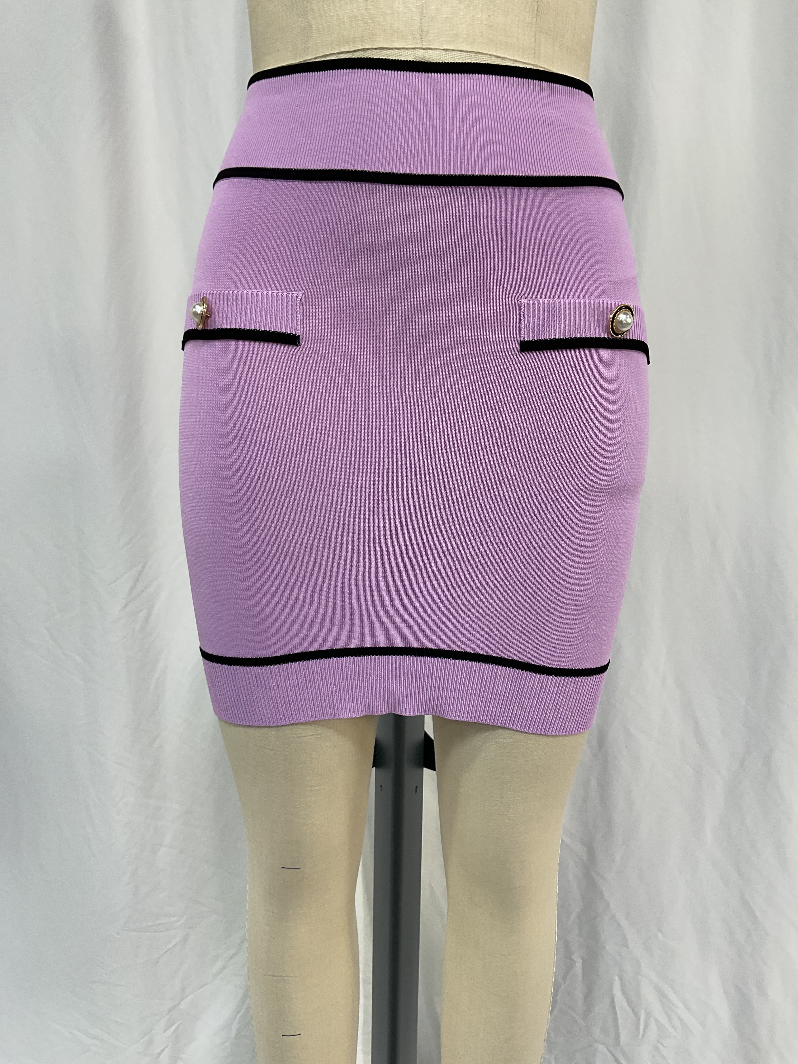 Pearl Mini Skirt In Lilac & Black - Image 2