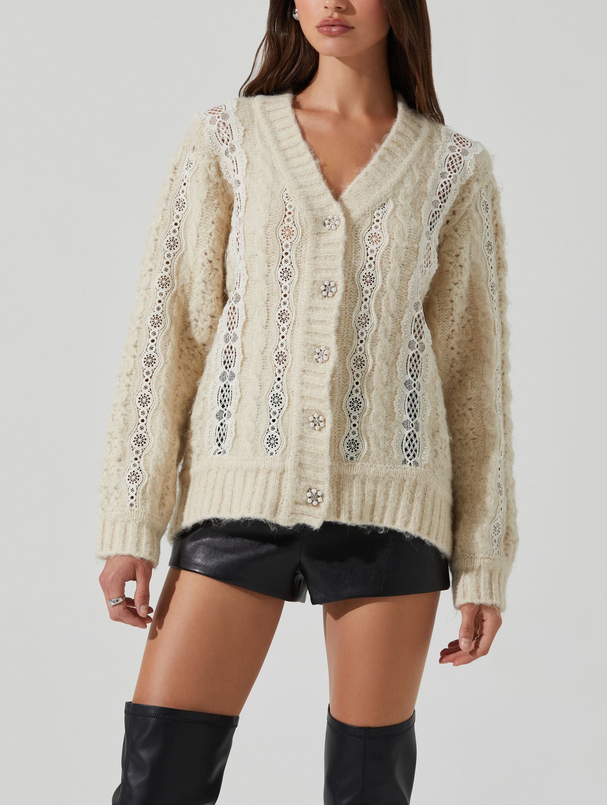 Nesmarie Lace Embellished Cardigan - Image 1