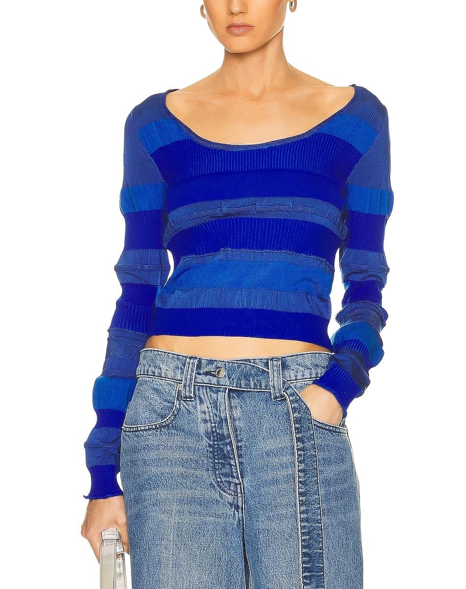 Rib Sweater In Blue - Image 1