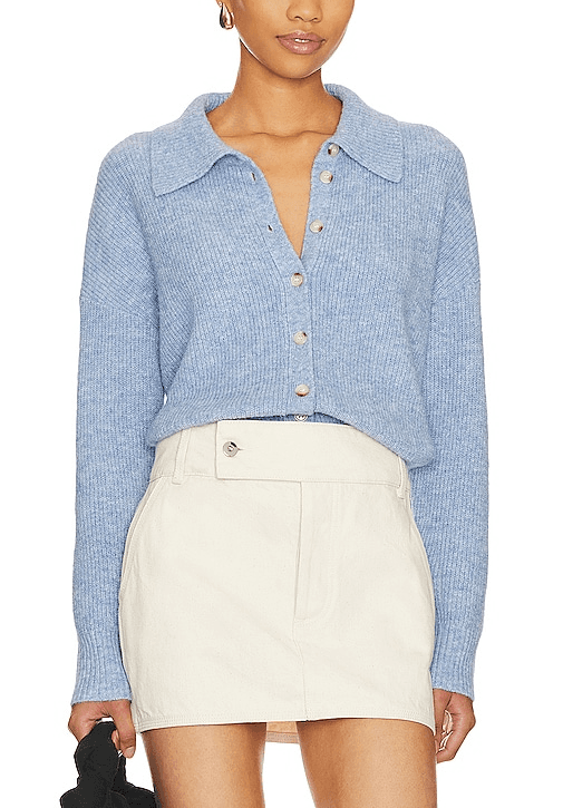 Mia Button Up Shirt Sweater In Blue - Image 1
